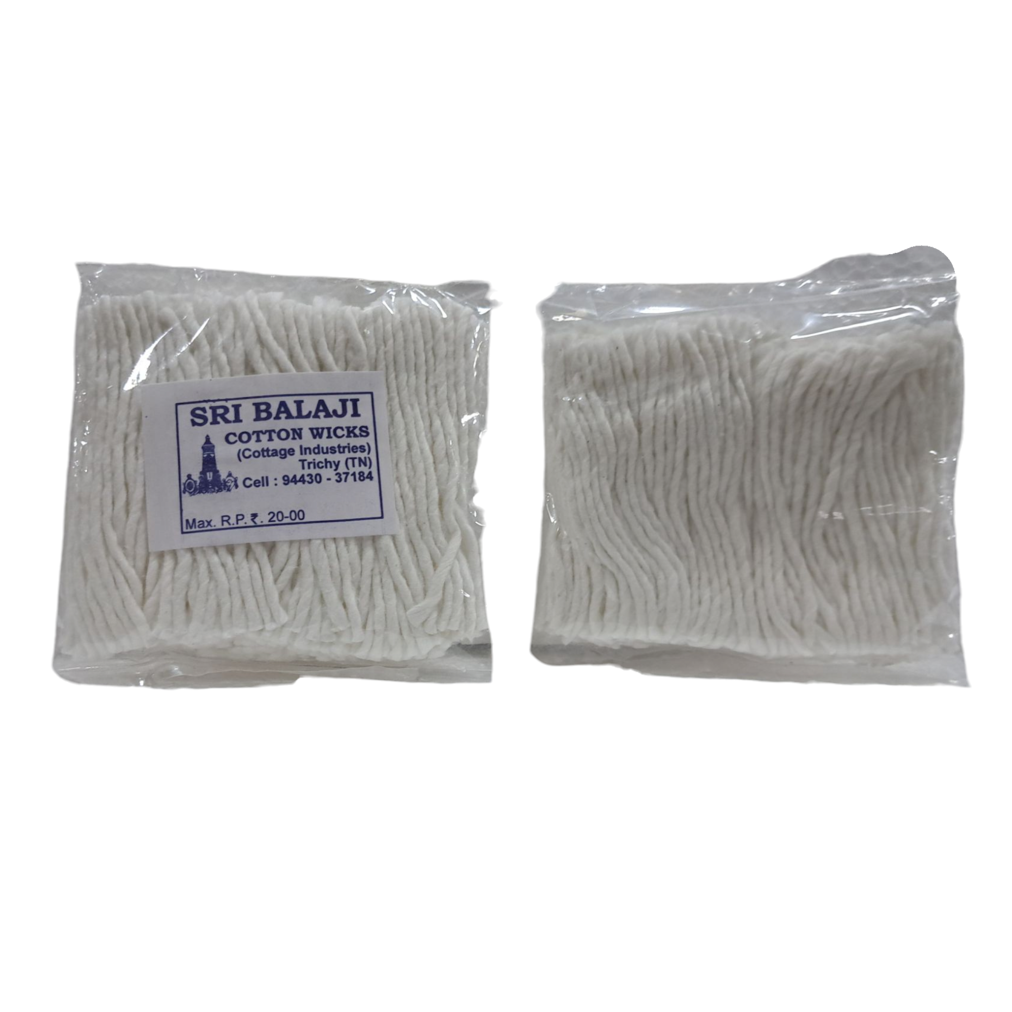Balaji Pooja Eco - Cotton wicks பஞ்சு திரி 3 inches (Pack of 2)