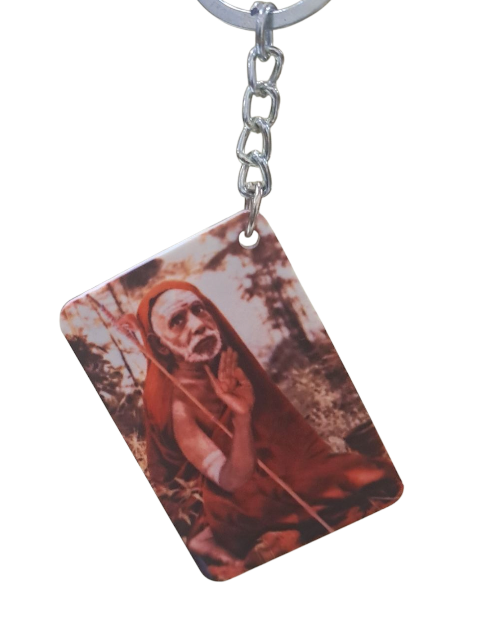 Blessing Mahaperiyava Double-Sided Keychain Type 5 - Spiritual Car & Bag Accessory