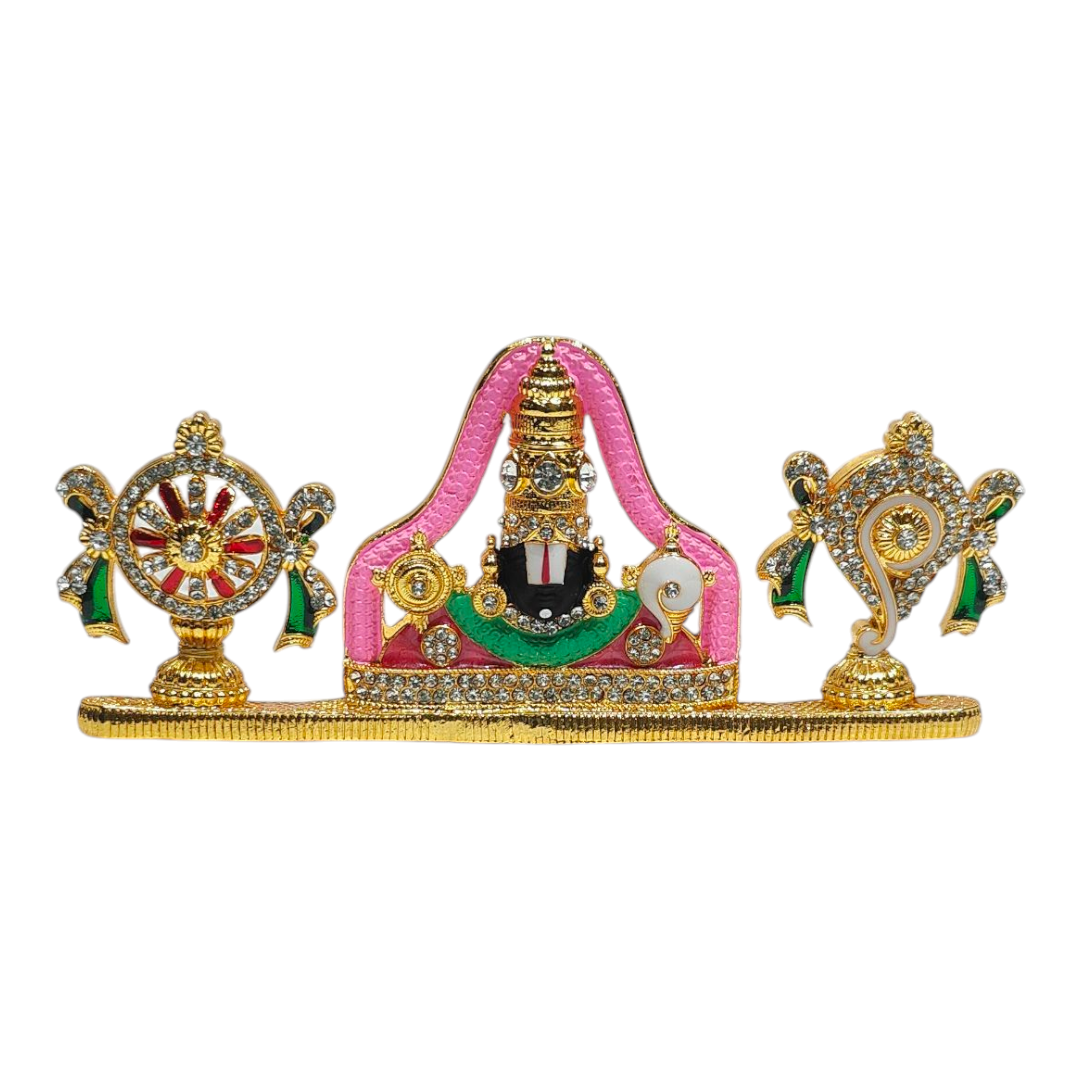 Srinivasa Perumal Stone Studded with Shanku Chakram – Home, Car Décor & Spiritual Gift