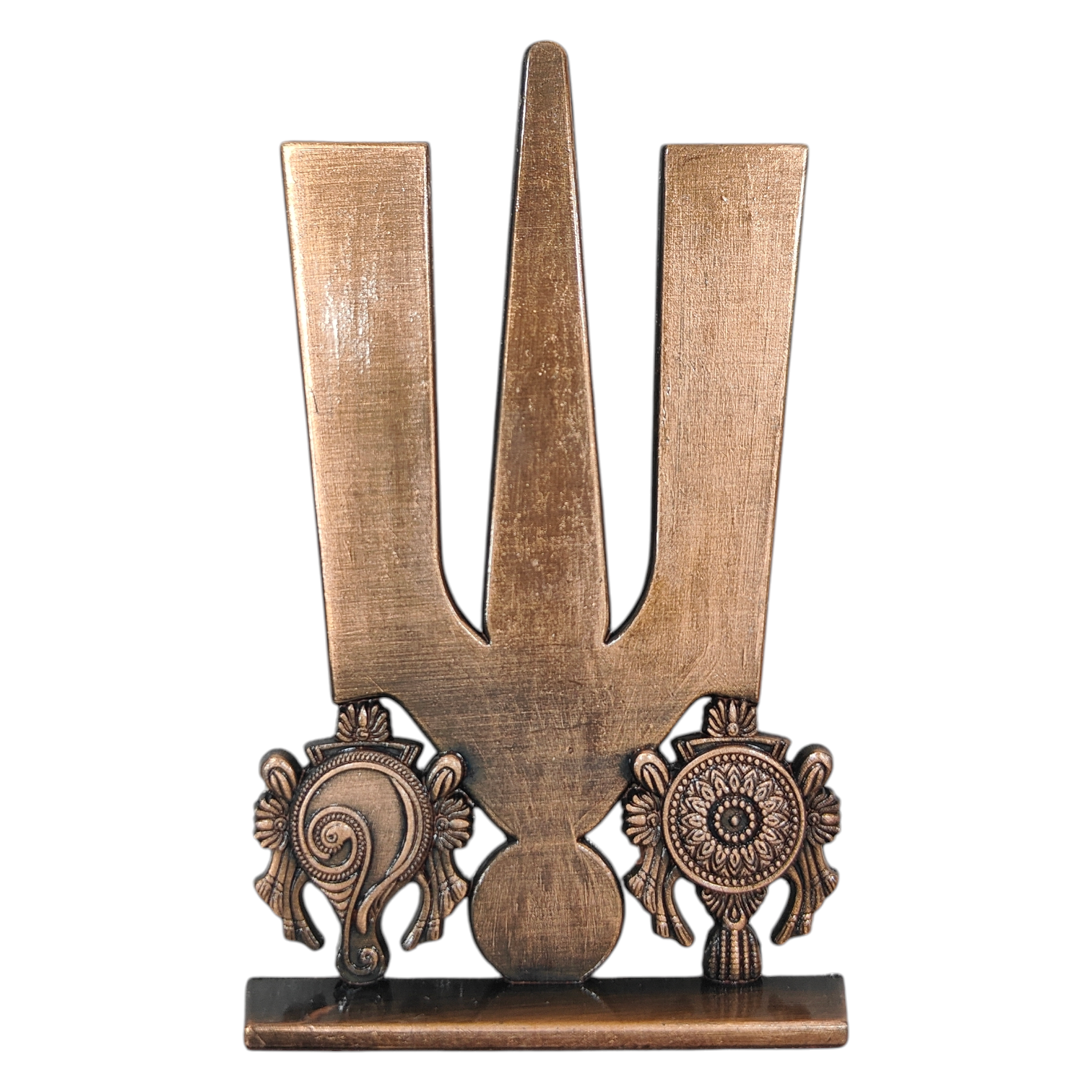 Thenkalai Thirumankappu Shanku Chakra Copper finish Car Dashboard Decor - Religious Return Gift