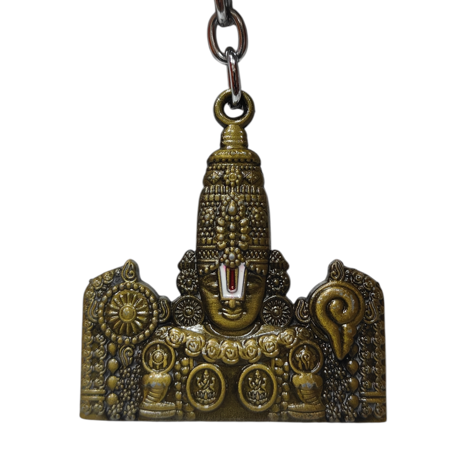 Sri Tirupati Balaji Face Copper Antique Metal Key Chain - Auspicious Return Gift