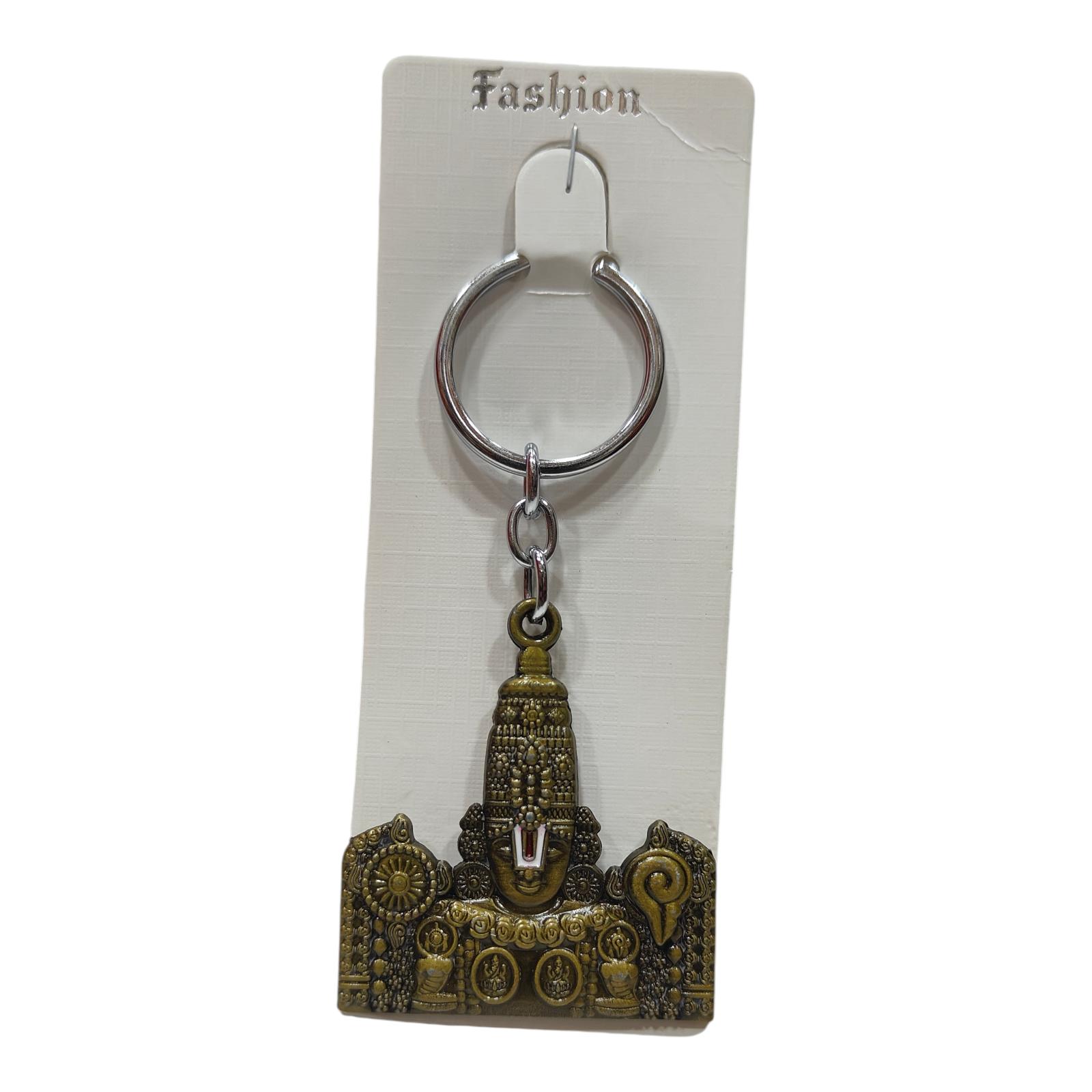 Sri Tirupati Balaji Face Copper Antique Metal Key Chain - Auspicious Return Gift