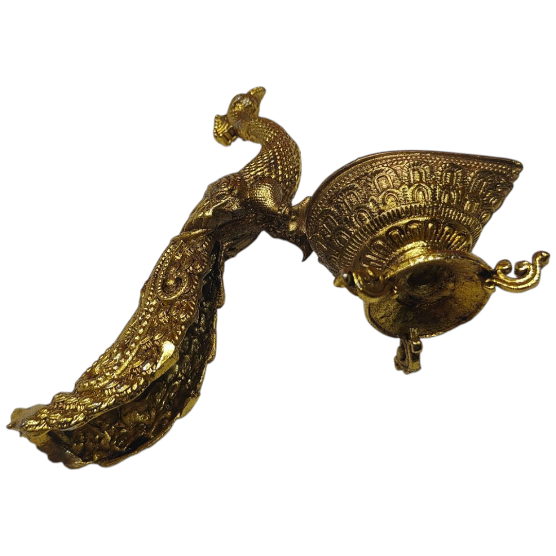Peacock Light weight Brass Deepak size 4.8 inches length - Unique Return Gift collection