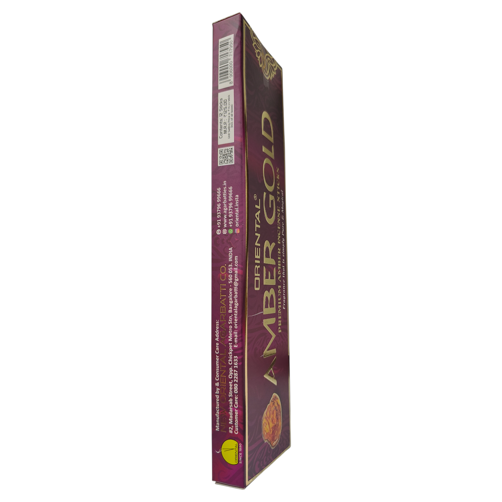 Oriental Amber Gold Premium Amber Incense Sticks - Luxury Agarbathi for Meditation & daily Pooja