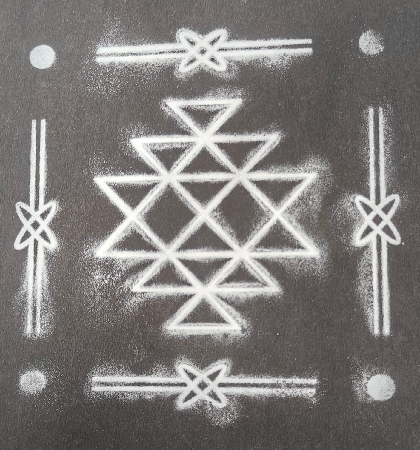 Square Wooden Frame Simple Kambi Kolam design Rangoli Stencil – size 5 inches கம்பி கோலம்