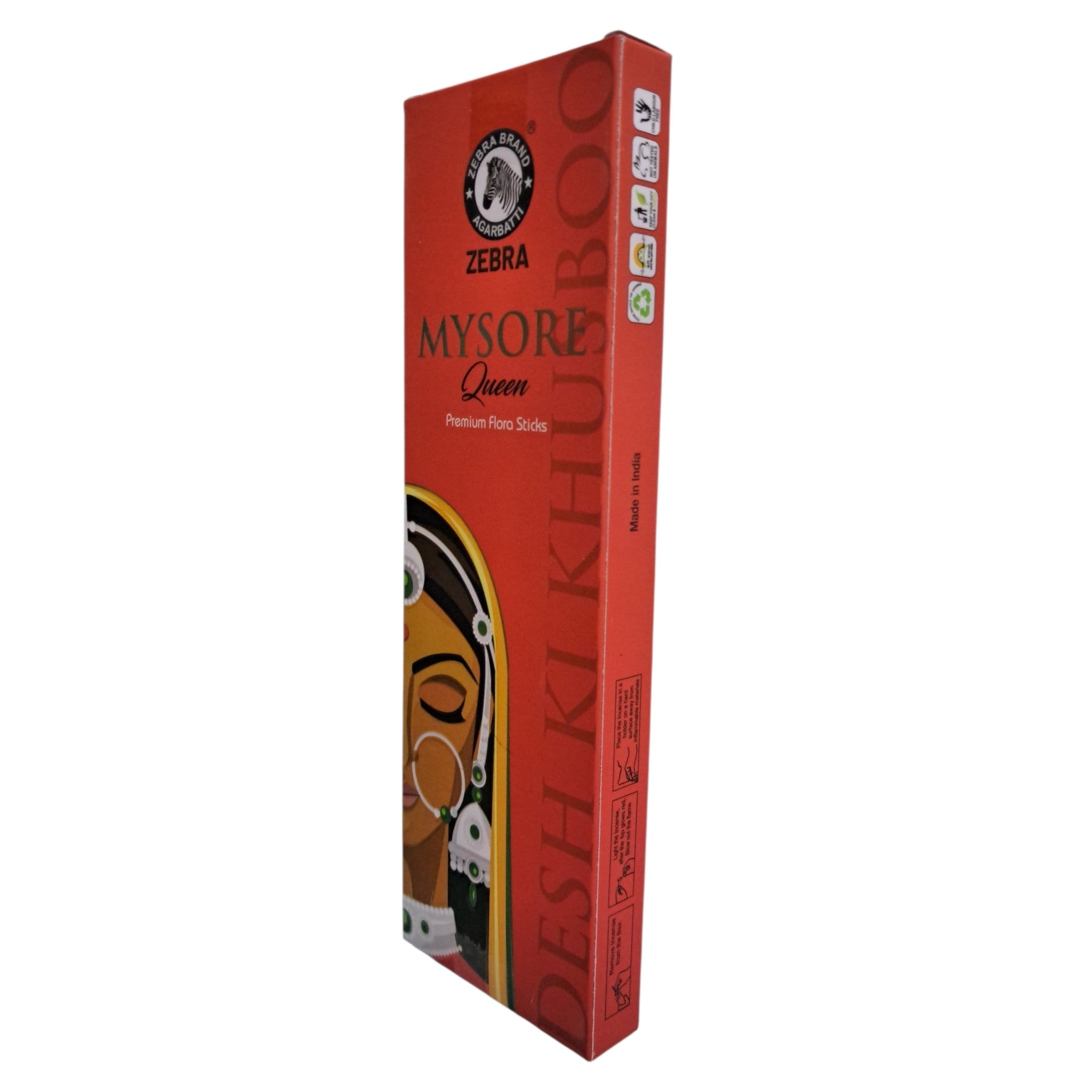 Zebra Mysore Queen Premium Flora Sticks  - Natural Fragrance Incense for Pooja & Meditation