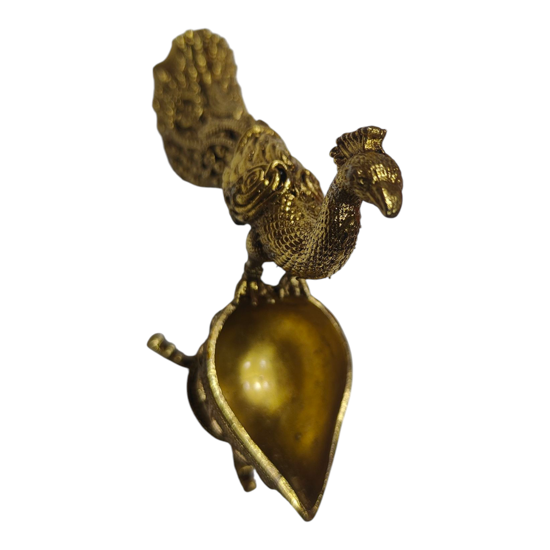 Peacock Light weight Brass Deepak size 4.8 inches length - Unique Return Gift collection