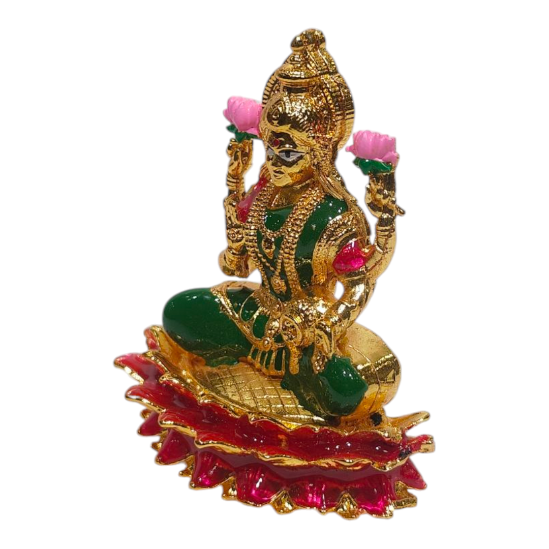 Sri Kamal Lakshmi Gold plated Multicolour Home & Car Decor - Hindu religious gift