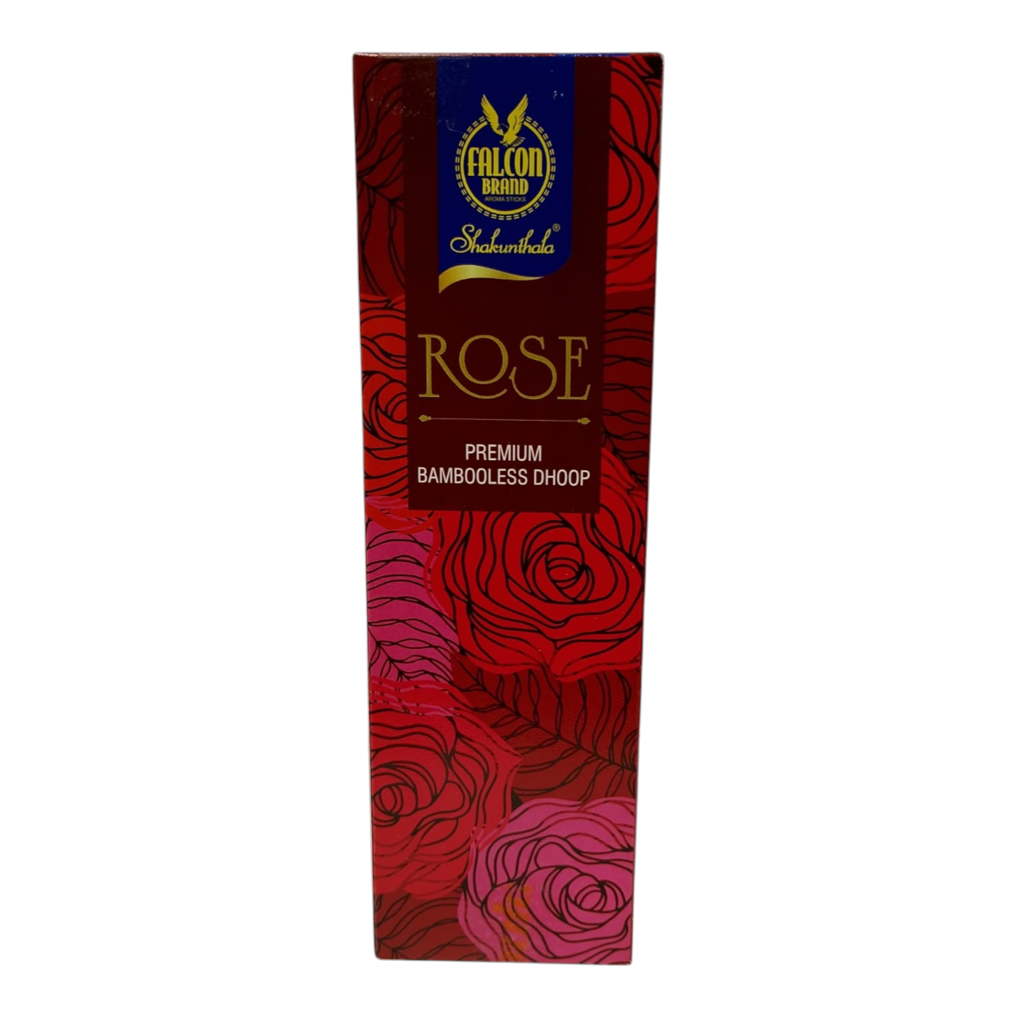 Falcon Brand Rose Premium Bambooless Dhoop Sticks - 100% Charcoal Free - Long Lasting Rose Fragrance