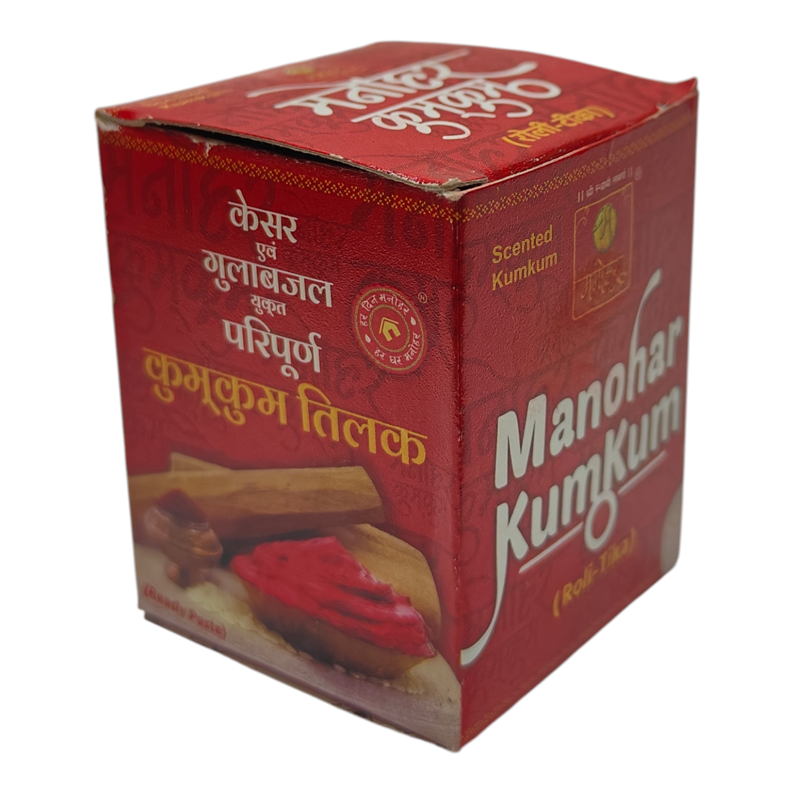 Manohar Ready Kumkum Tilak Roli-Tika with Saffron & Rose Water - for Daily Pooja & Auspicious Rituals