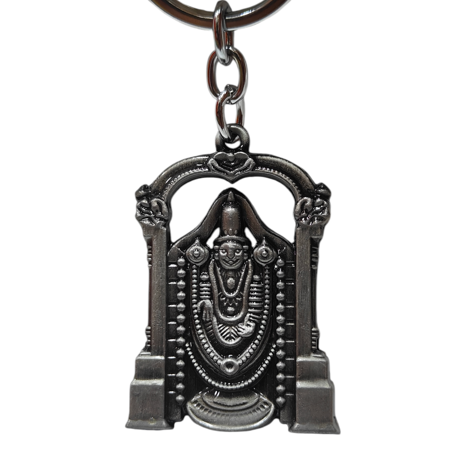 Tirupati Balaji Silver Antique Metal Key Chain - Devotional Return Gift