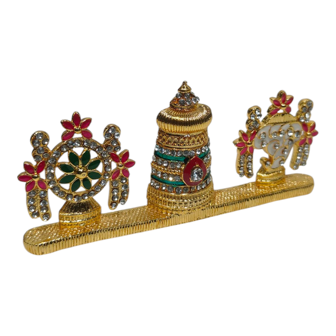 Stone Art work Srinivasa Balaji Kreedom with Shanku & Chakram – Home, Car Décor & Spiritual Gift
