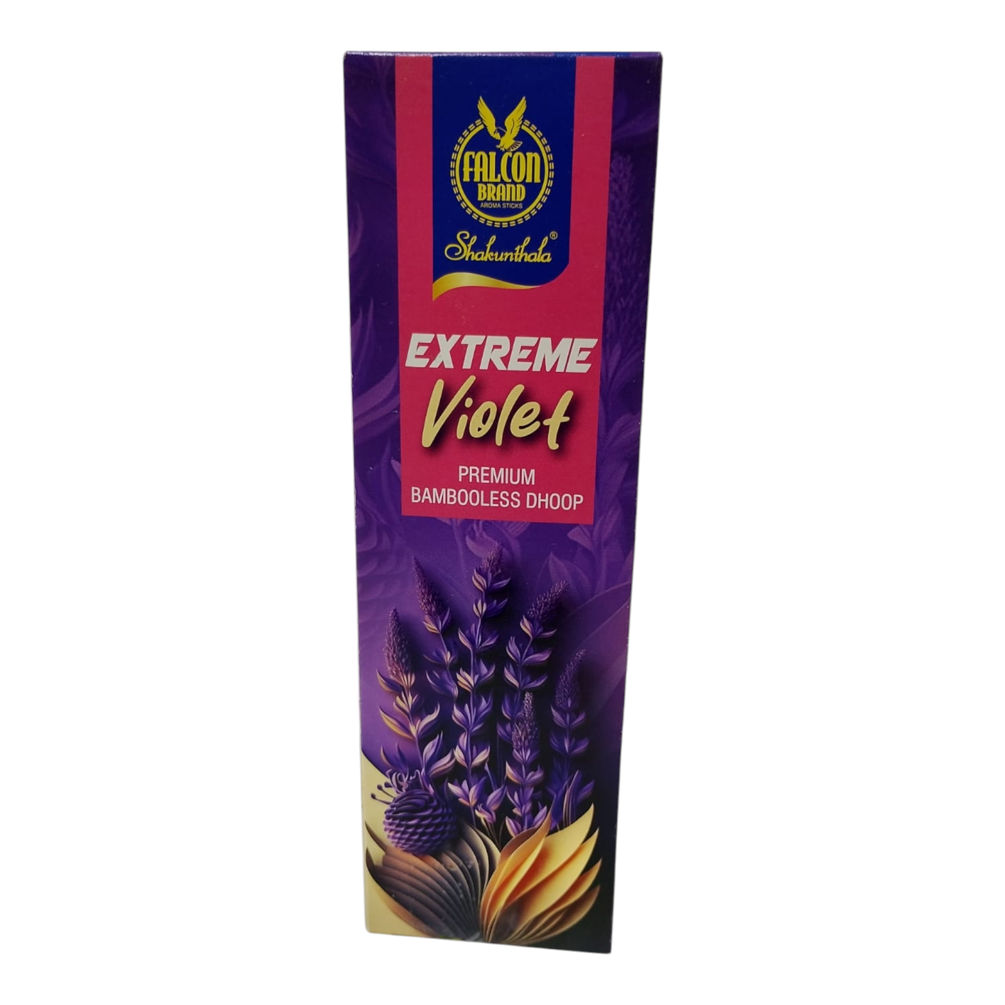 Falcon Brand Extreme Violet Premium Bambooless Dhoop Sticks - 100% Charcoal Free -