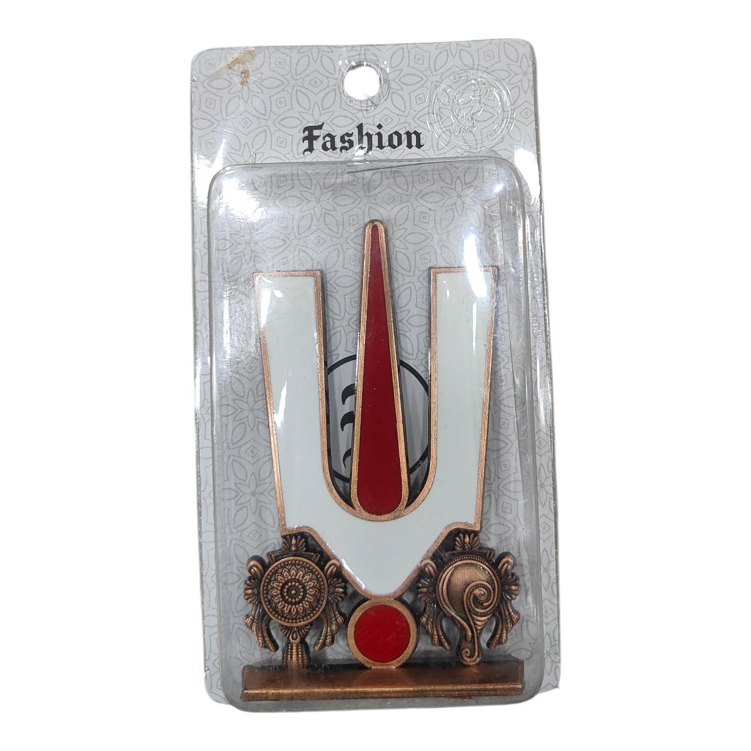 Thenkalai Thirumankappu Shanku Chakra Copper finish Car Dashboard Decor - Religious Return Gift