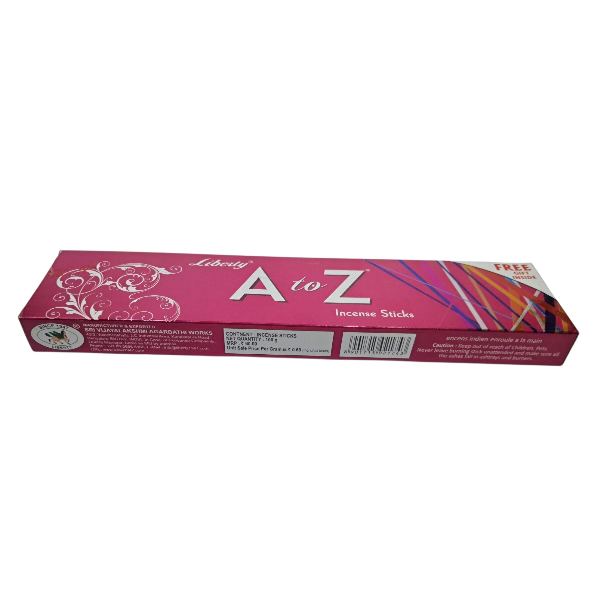 Liberty A to Z Incense Sticks - Premium assortment of multiple fragrances