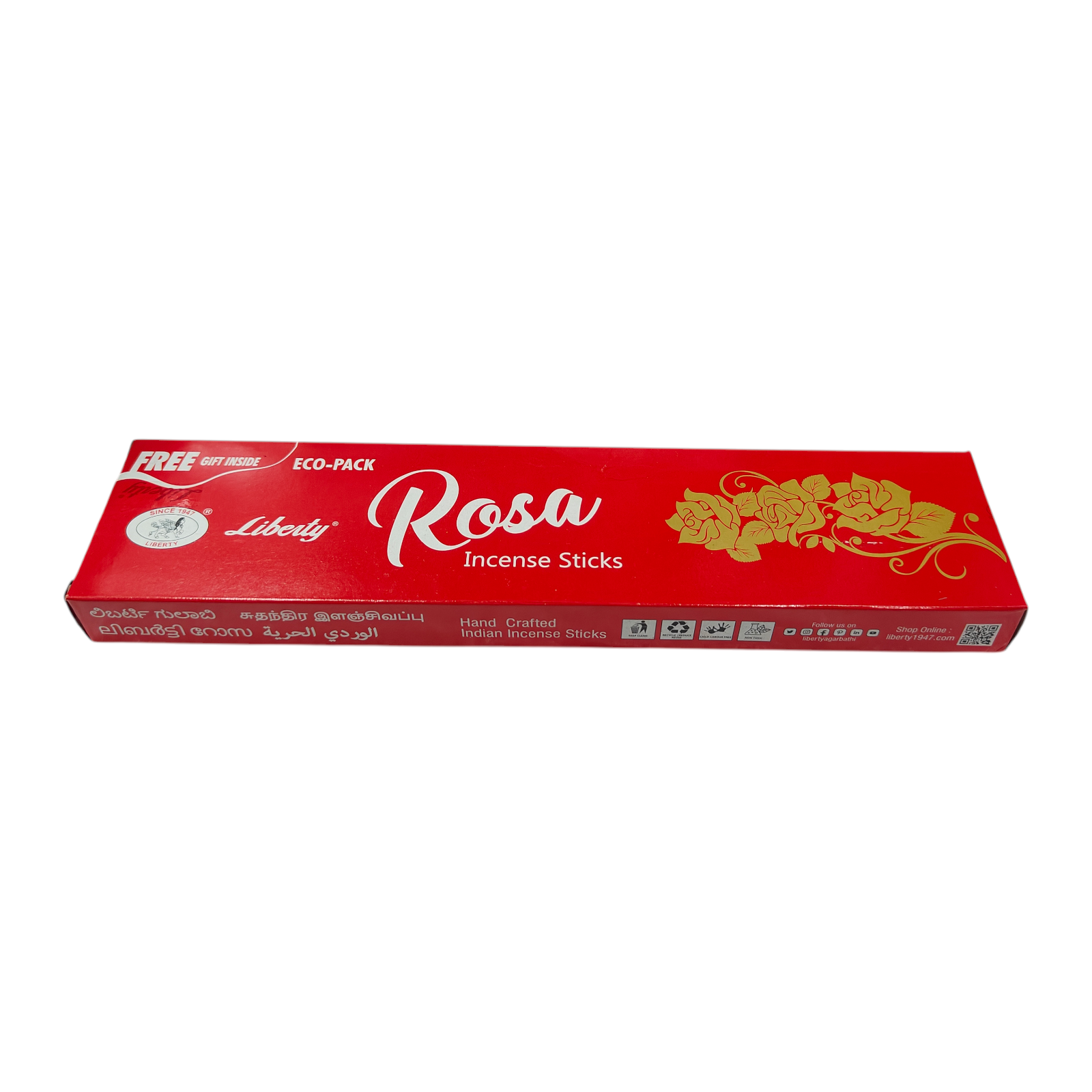Liberty Rosa Incense Sticks - Garden Fresh Gulab Aroma for spiritual Space