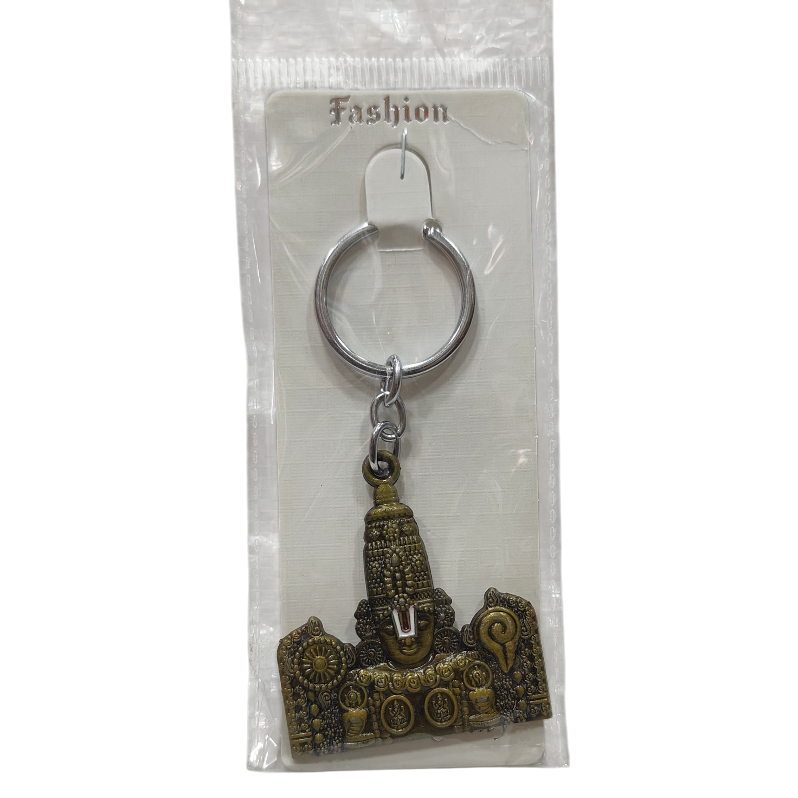 Sri Tirupati Balaji Face Copper Antique Metal Key Chain - Auspicious Return Gift