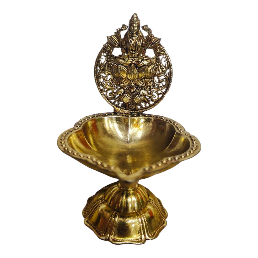 Sri Padma Lakshmi Floral design Light weight Brass antique Deepak - Wedding and return gifts
