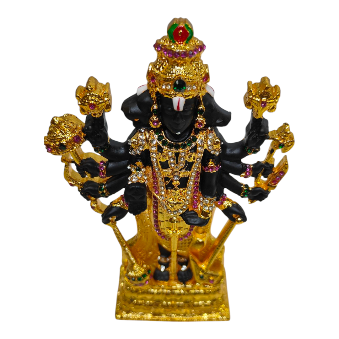 Stone Studded Multicolour Gold Finish Dasavathar Idol – Decorative Vishnu 10 Avatars Statue for Home & Pooja