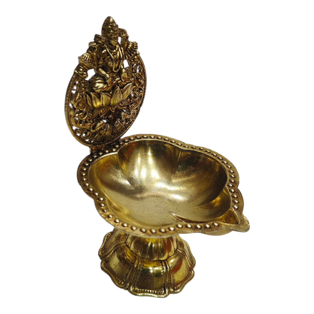 Sri Padma Lakshmi Floral design Light weight Brass antique Deepak - Wedding and return gifts