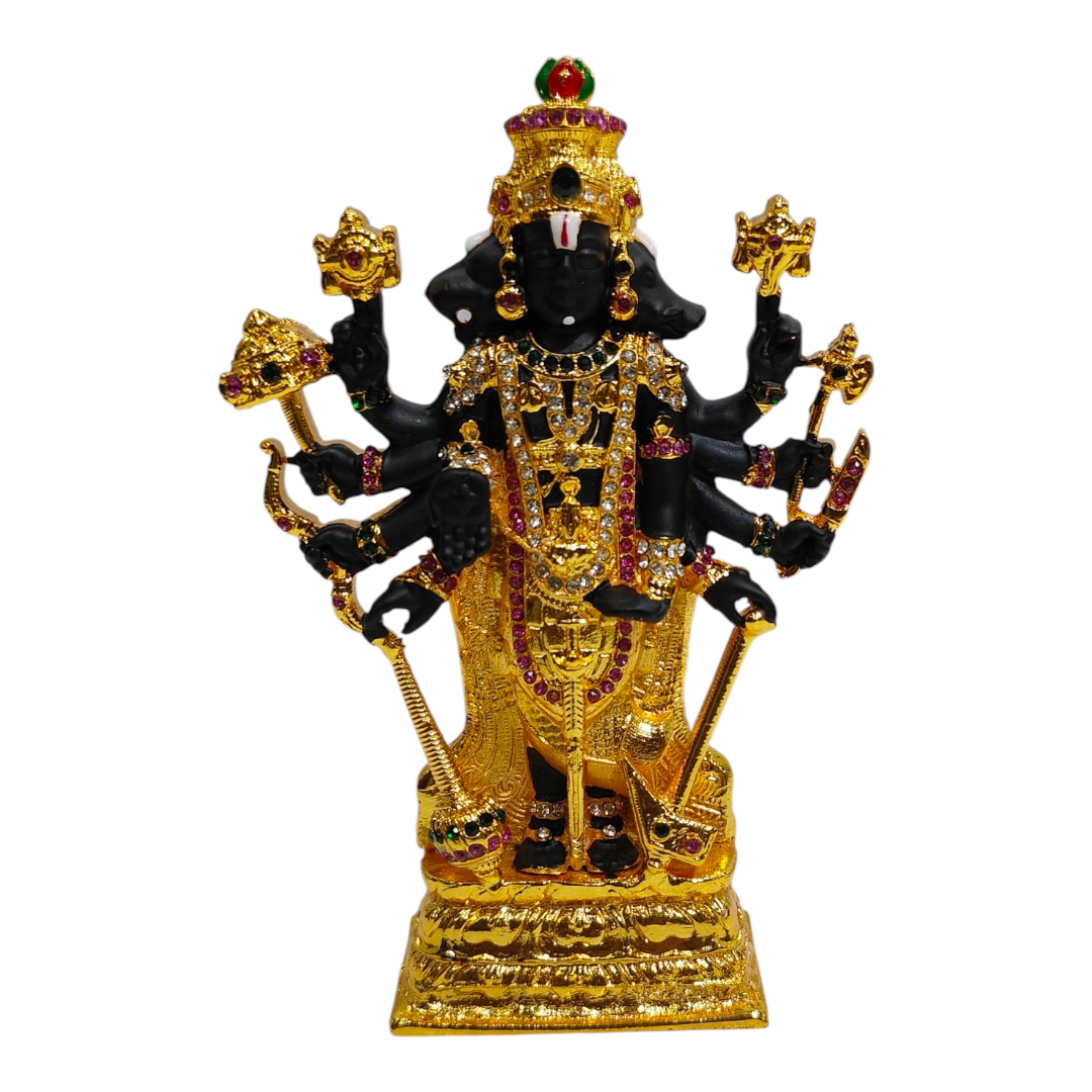 Stone Studded Multicolour Gold Finish Dasavathar Idol – Decorative Vishnu 10 Avatars Statue for Home & Pooja