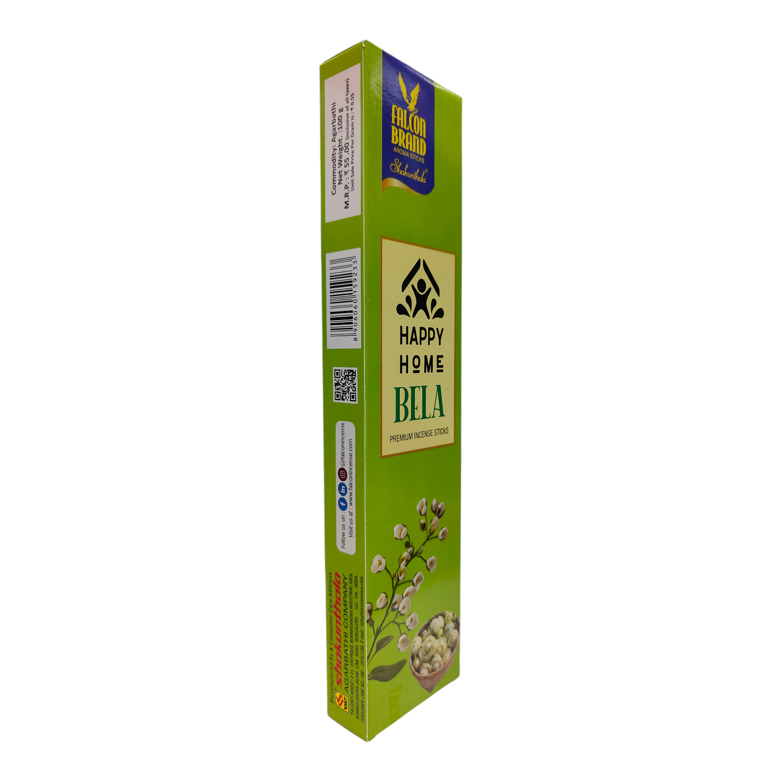 Falcon Brand Shakunthala Happy Home Bela  Premium Incense Sticks -Rich floral scent of Jasmine for Pooja & Meditation