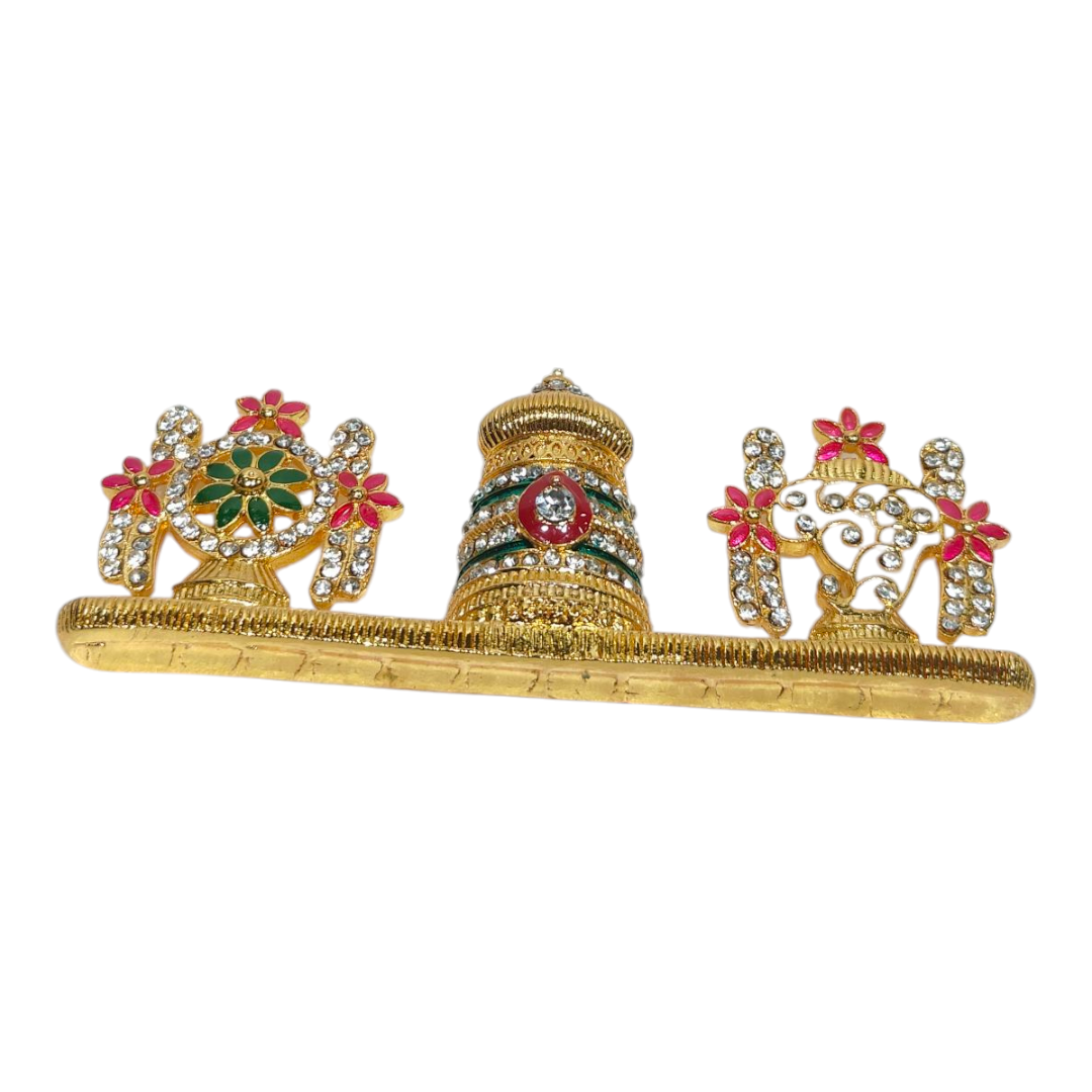 Stone Art work Srinivasa Balaji Kreedom with Shanku & Chakram – Home, Car Décor & Spiritual Gift