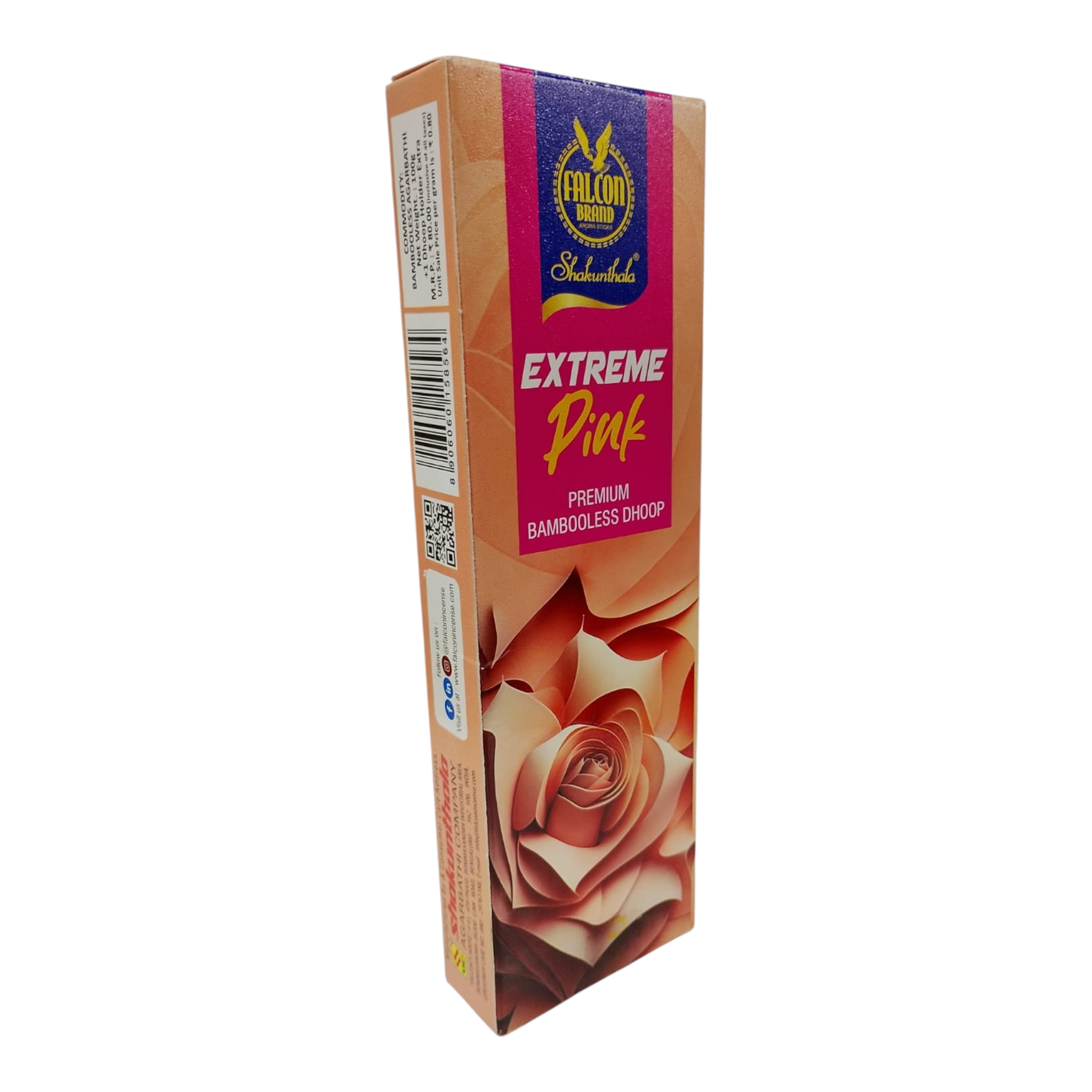Falcon Brand Extreme Pink Premium Bambooless Dhoop Sticks - 100% Charcoal Free -