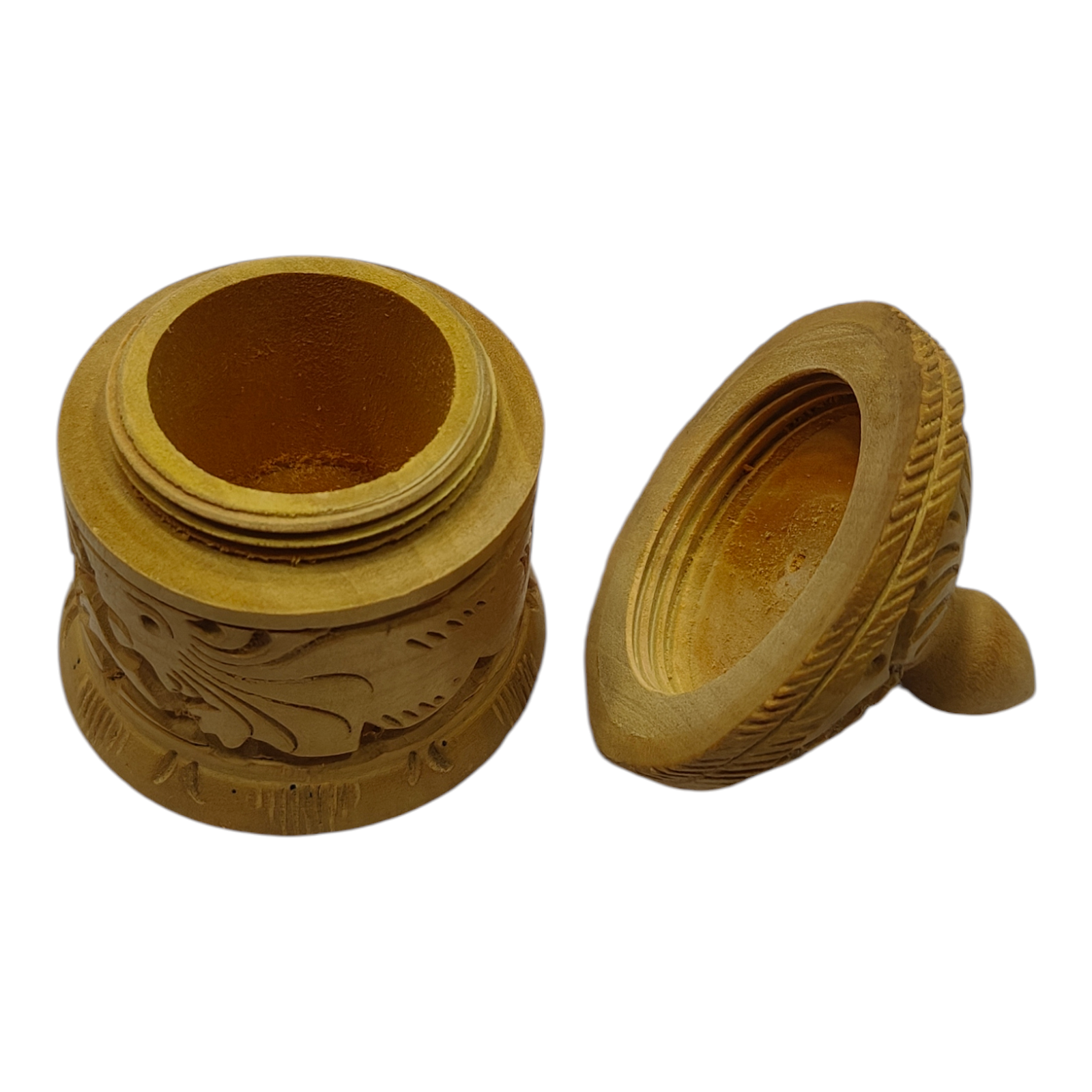 Wooden  Carved Kumkum  Box - Traditional Storage for Your Pooja Essentials