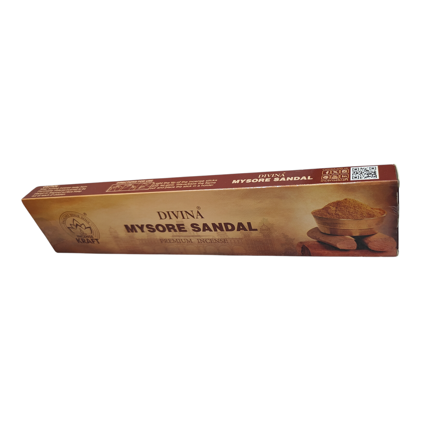 Incense Kraft Divina Mysore Sandal Premium Incense Stick - Long-Lasting Pure Sandalwood Aroma for Puja, Meditation & Home