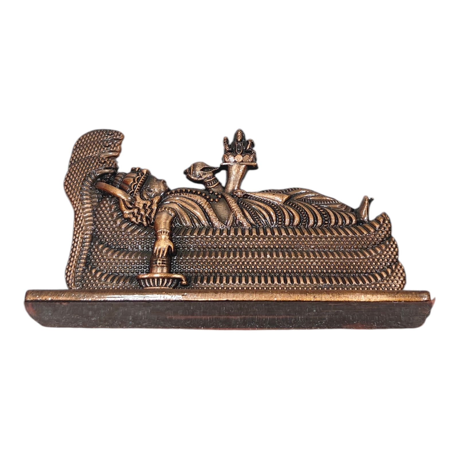 Sri Ranganathar Copper Antique finish Car Dashboard Showpiece -Divine Vishnu Décor & Spiritual Gifting