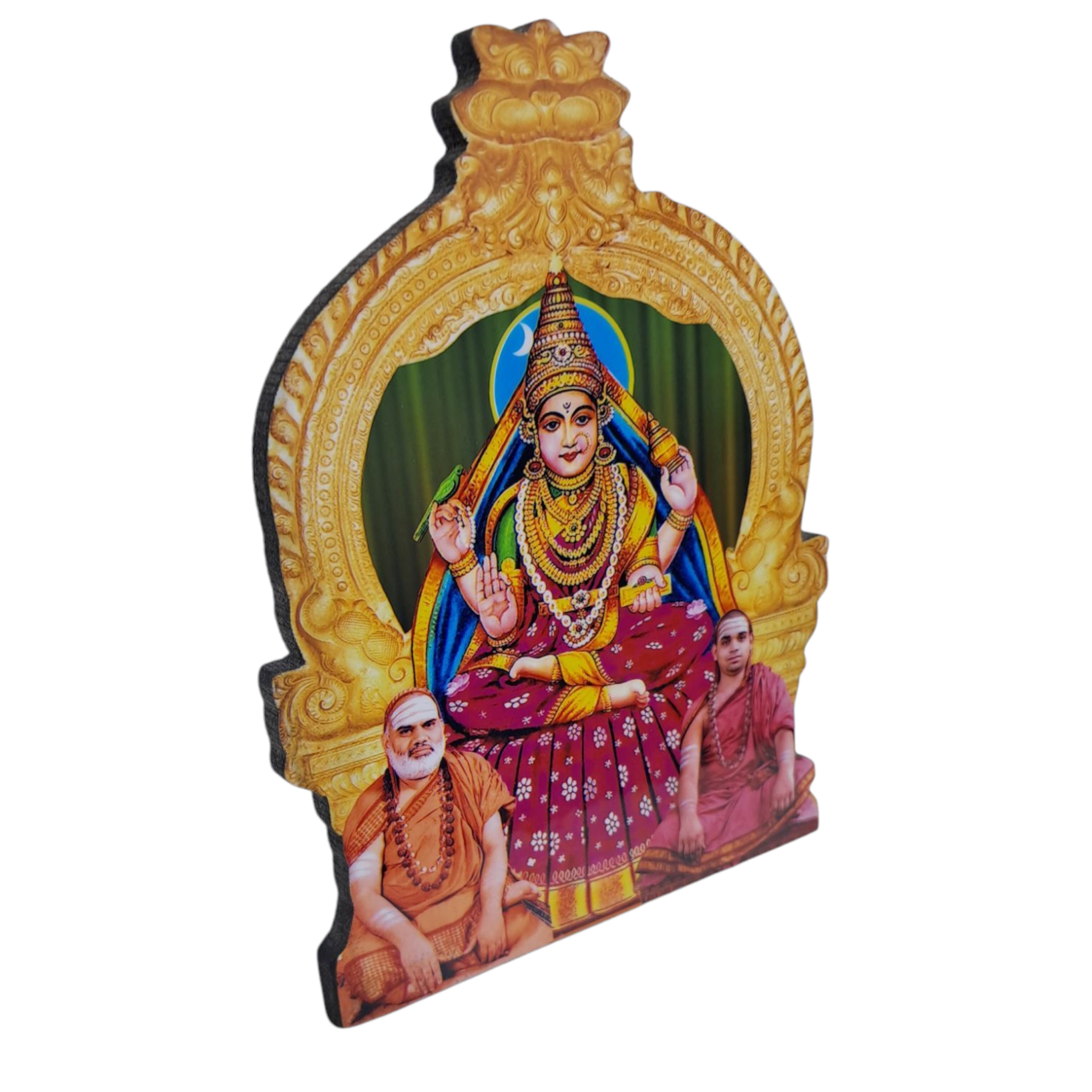 Shringeri Sharadambal with Shankara Mutt Acharyas Photo cut – Divine Image in Prabhavali – 4", 6", 8" Sizes – Spiritual Décor