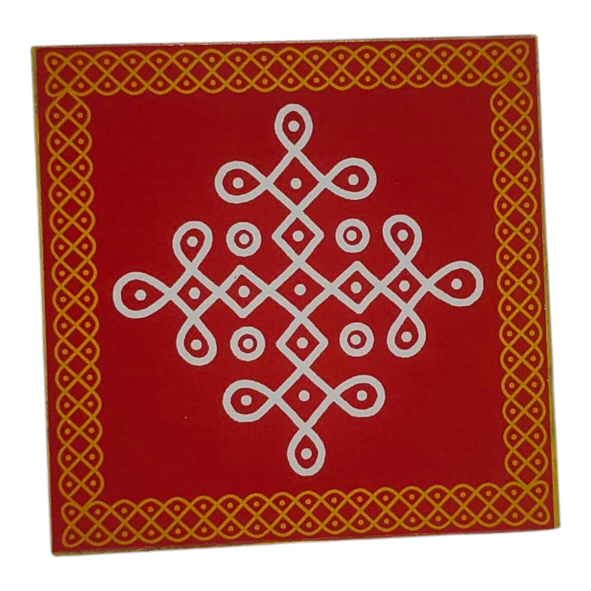 Country Wood Square Kola Manai Rangoli Chowki size 3 inch for Pooja Decoration & Gifting