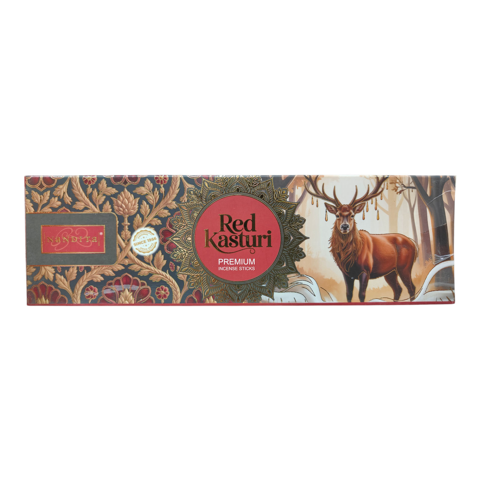 Nandita Red Kasturi Premium Incense Sticks - Natural Musk Aroma Agarbatti for Pooja & Yoga