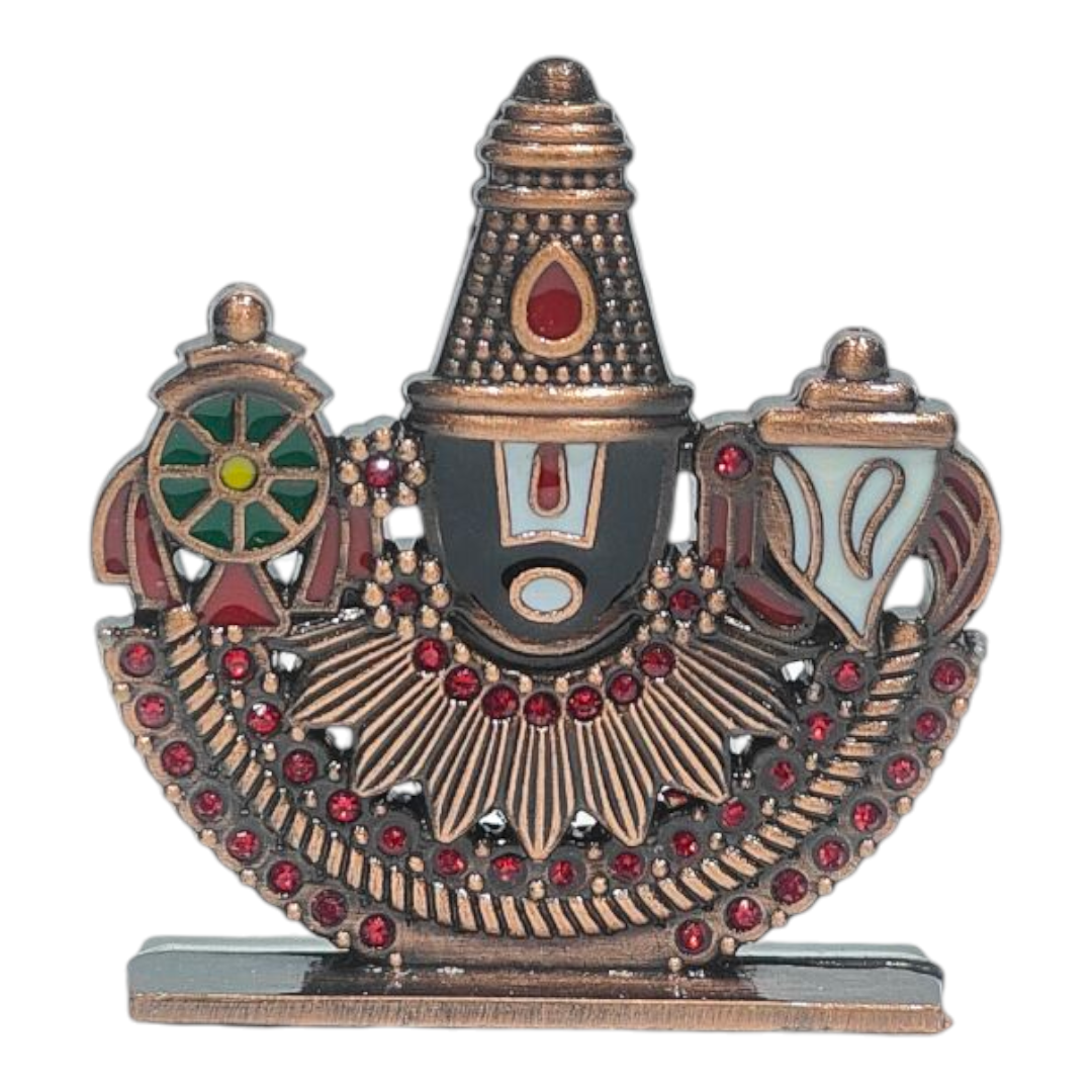 Sri Venkatachalapathi Holy Face antique finish Stone decorative Car Dashboard show piece - Pooja Worship & spiritual Gift