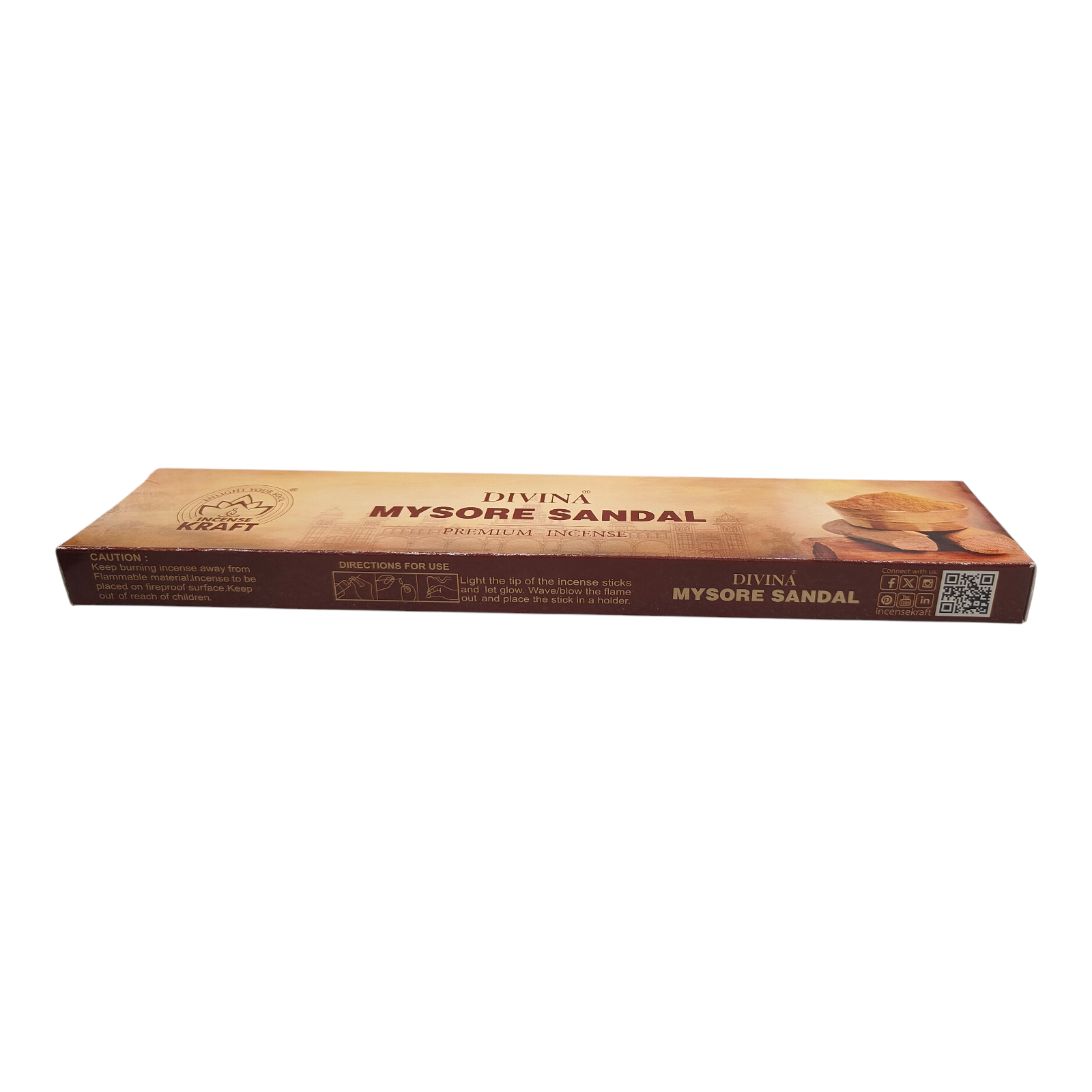 Incense Kraft Divina Mysore Sandal Premium Incense Stick - Long-Lasting Pure Sandalwood Aroma for Puja, Meditation & Home
