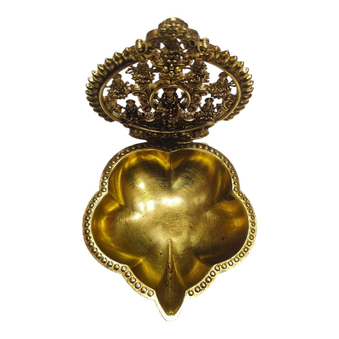Ashtalakshmi Light Weight Brass Antique Deep - Floral Design Spiritual Gift &  Decoration