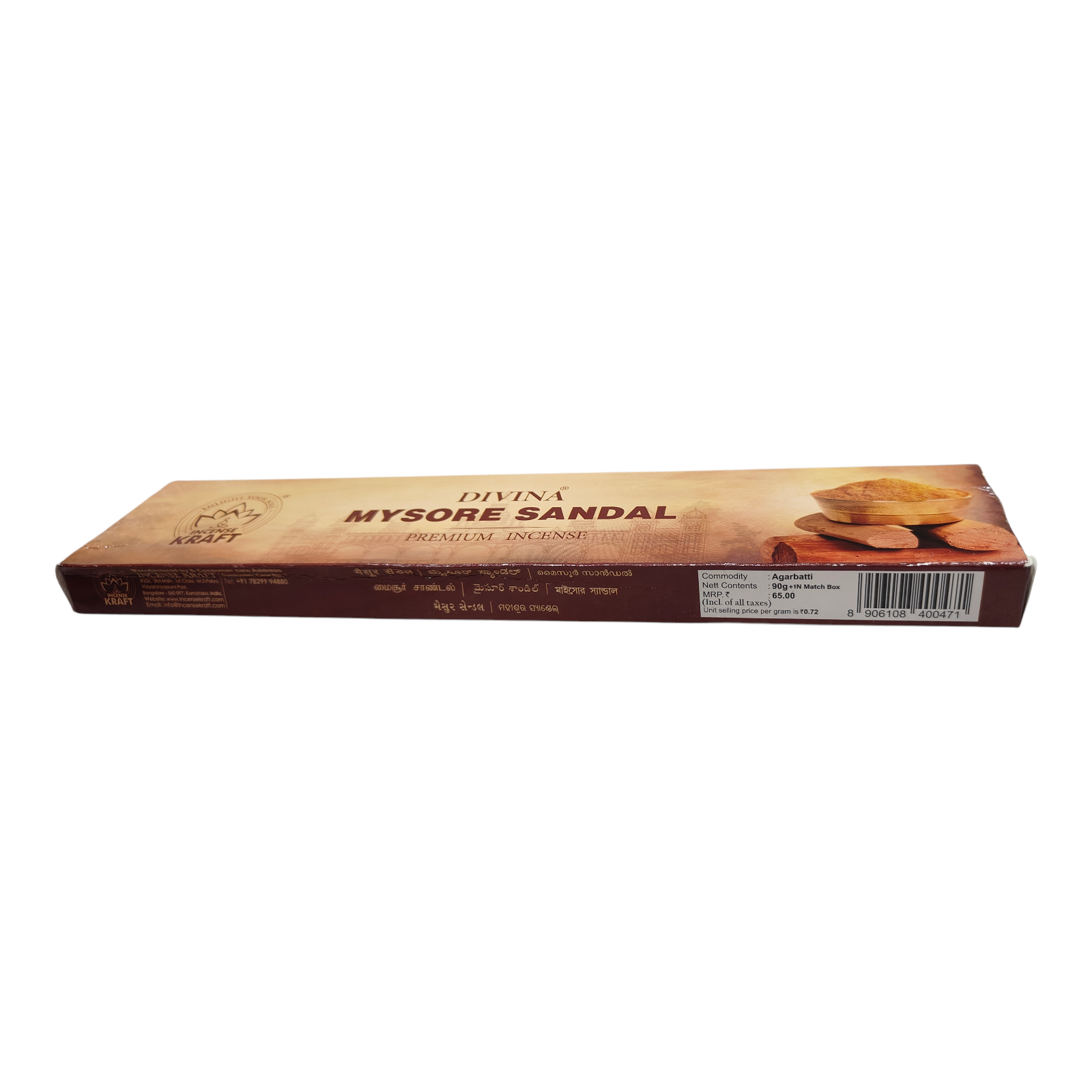 Incense Kraft Divina Mysore Sandal Premium Incense Stick - Long-Lasting Pure Sandalwood Aroma for Puja, Meditation & Home