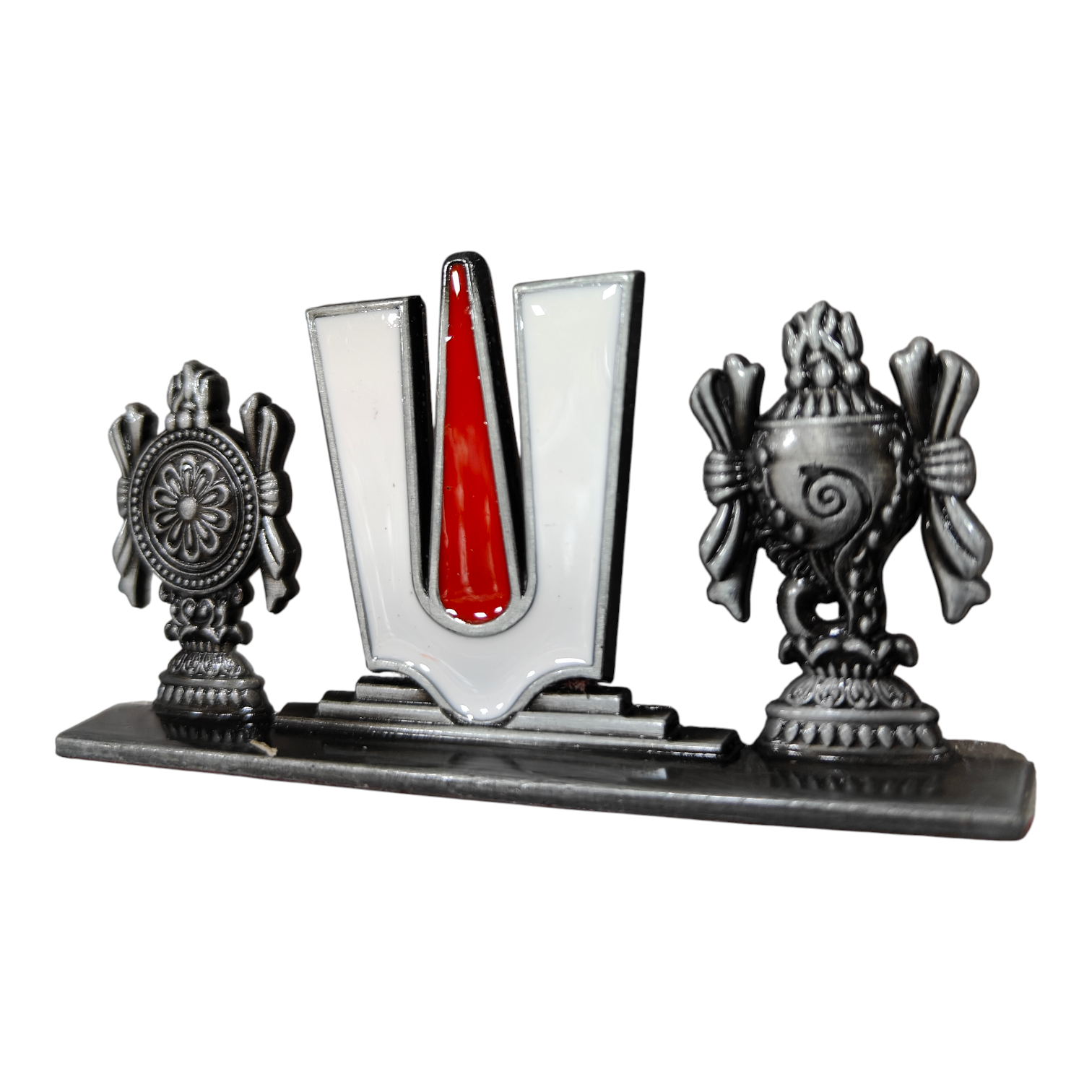 Thenkalai Thirumankappu Shanku Chakra Golden & Silver Antique finish Car Dashboard Decor - Auspicious  Return Gift