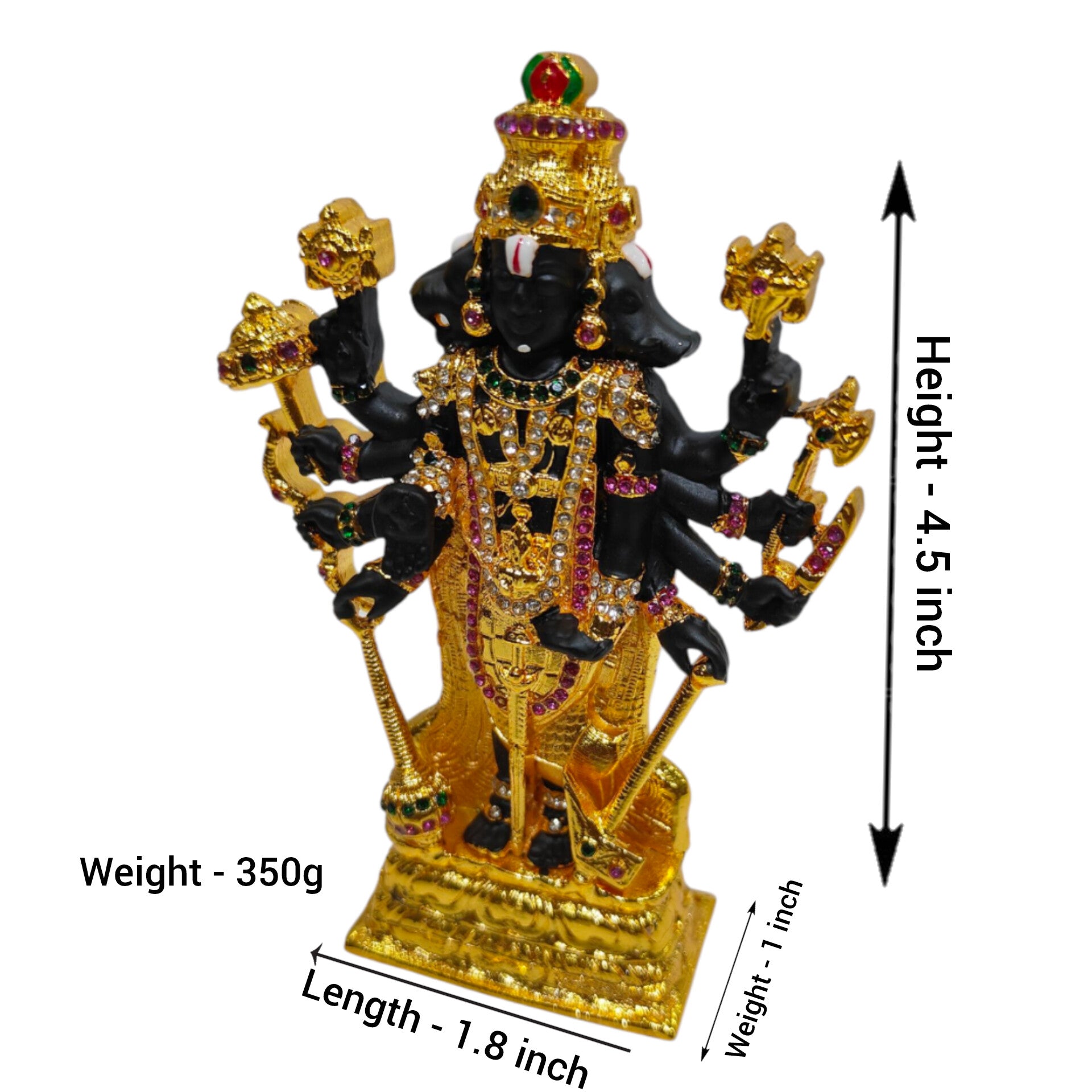 Stone Studded Multicolour Gold Finish Dasavathar Idol – Decorative Vishnu 10 Avatars Statue for Home & Pooja