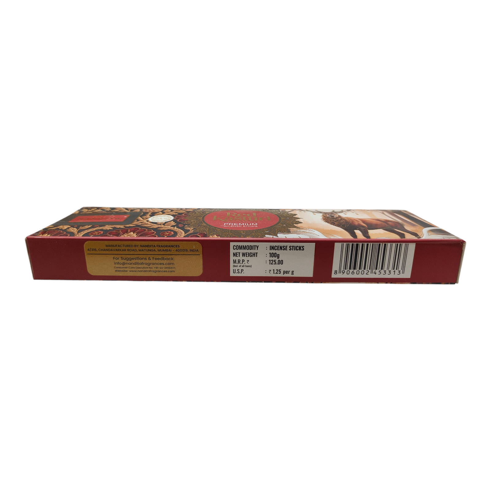 Nandita Red Kasturi Premium Incense Sticks - Natural Musk Aroma Agarbatti for Pooja & Yoga