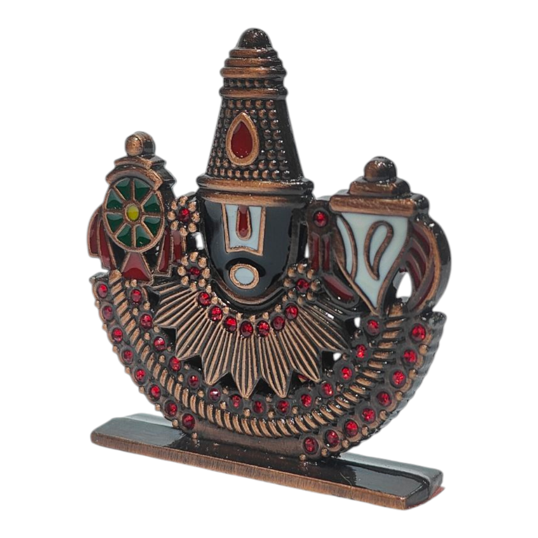 Sri Venkatachalapathi Holy Face antique finish Stone decorative Car Dashboard show piece - Pooja Worship & spiritual Gift