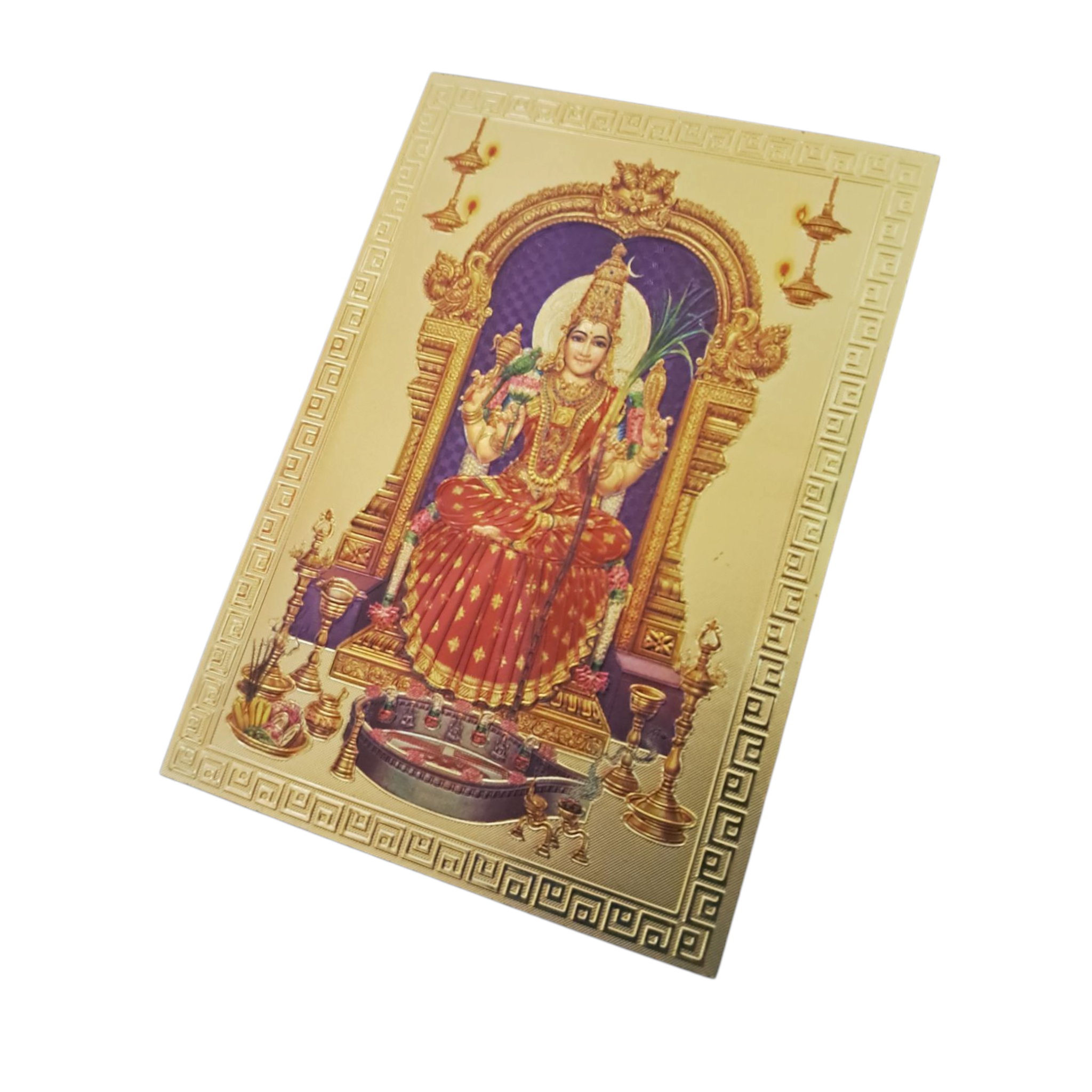 Kamakshi Amman - Purple background Fridge Magnet Divine Decorative Souvenir 6.25 X 8.5 Cms