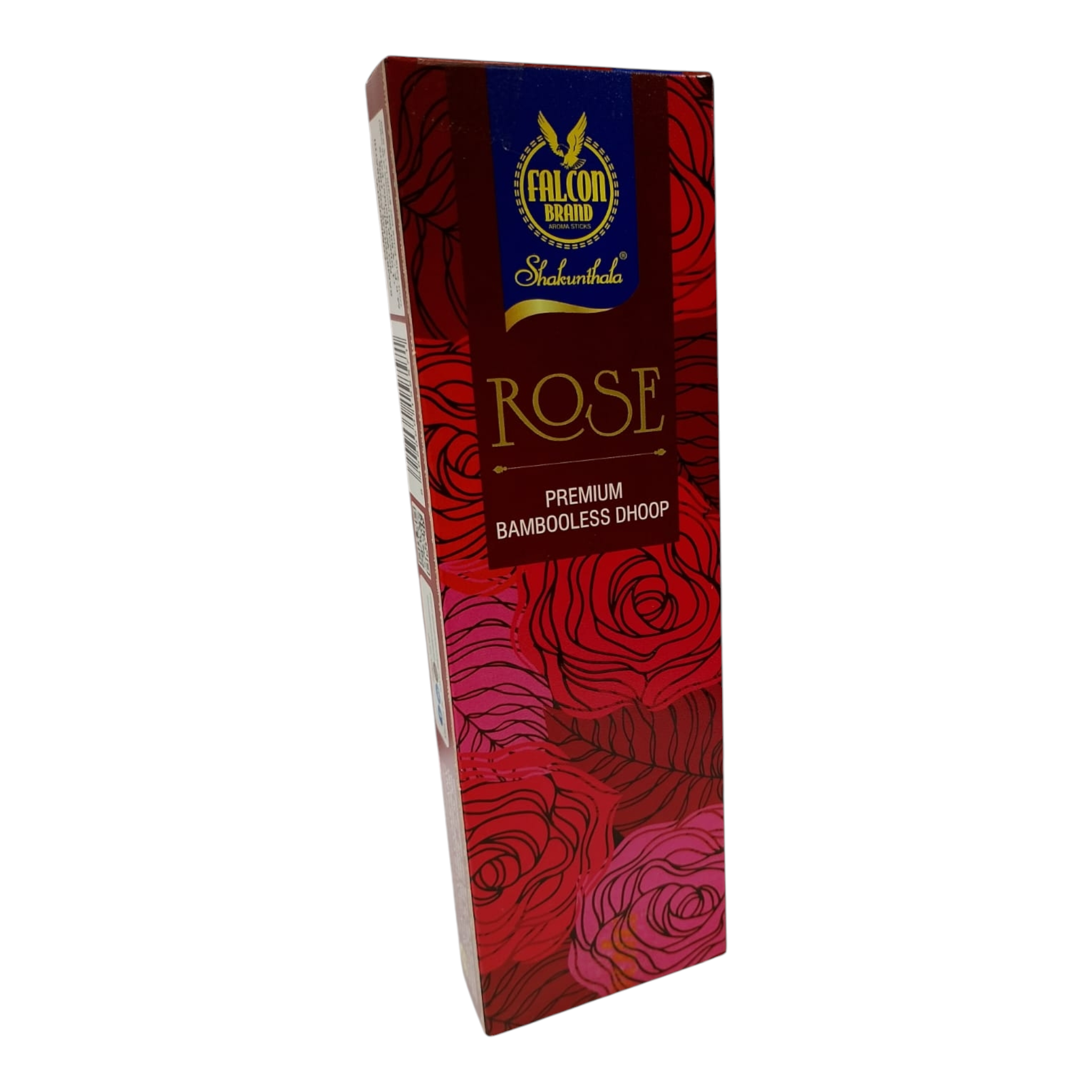 Falcon Brand Rose Premium Bambooless Dhoop Sticks - 100% Charcoal Free - Long Lasting Rose Fragrance
