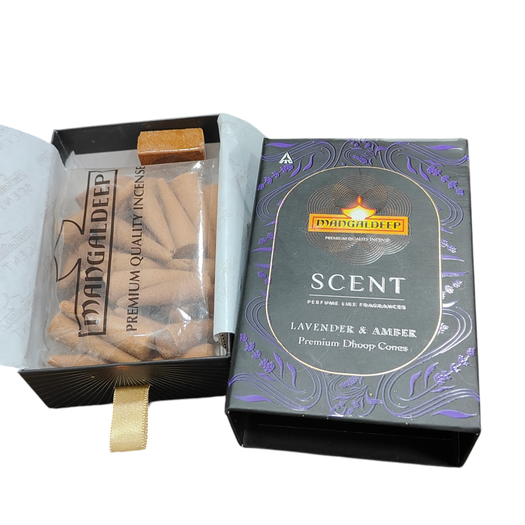 Mangaldeep Scent Premium Combo of Lavender & Amber Dhoop Cones - for divine fragrance and tranquility