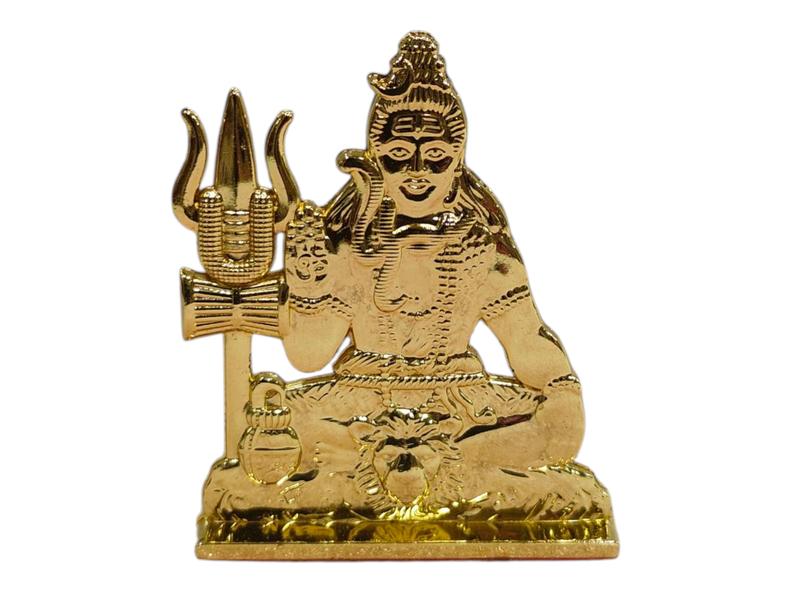 Yogi Shiva with Trishul Idol – Golden Home Decor & Car Dashboard Figurine 3 inches