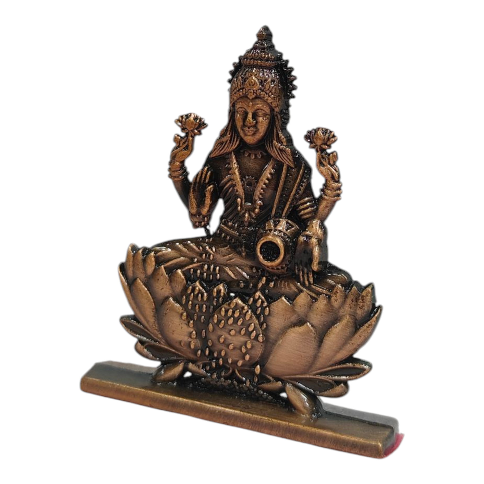 Sri Maha Lakshmi Gold & Copper Finish Car Dashboard / Desktop Religious figurine 3 inch