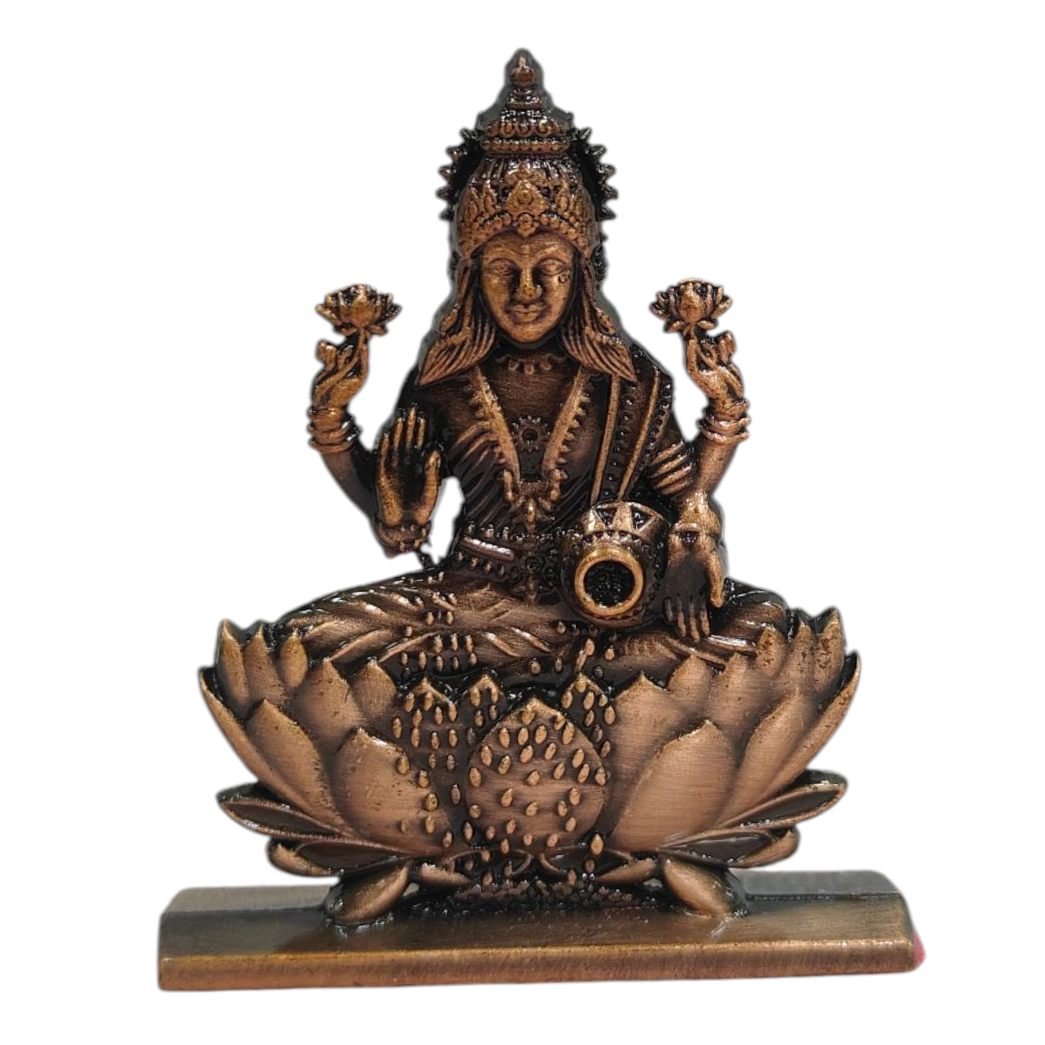 Sri Maha Lakshmi Gold & Copper Finish Car Dashboard / Desktop Religious figurine 3 inch