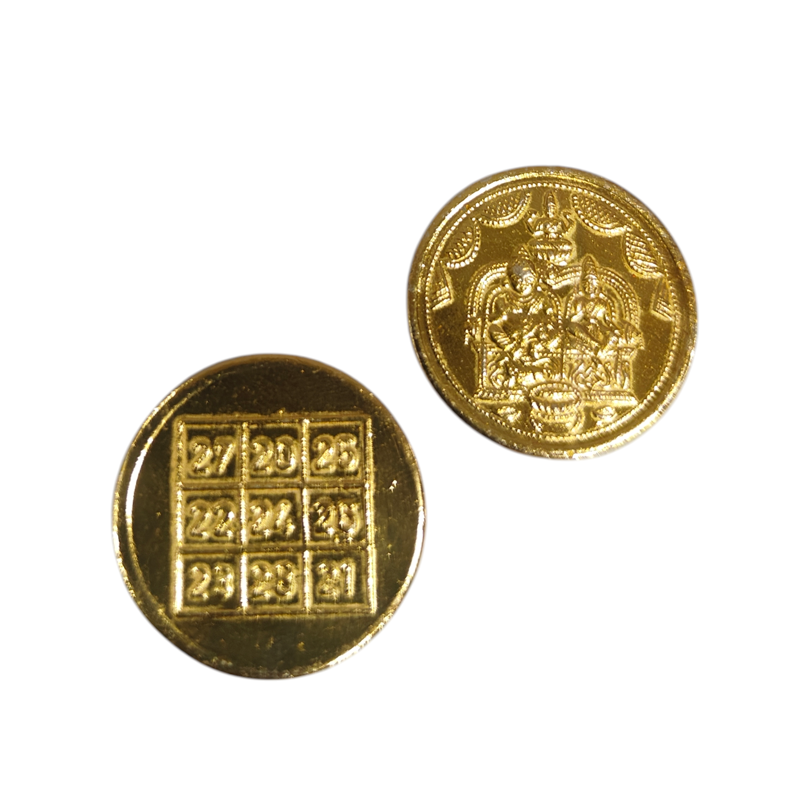 Gold Plated  Sri Lakshmi Kubera Kamal Embossed 108 Coins set 2 & 5 gms - Auspicious Hindu Spiritual Pooja Set for Diwali Celebrations