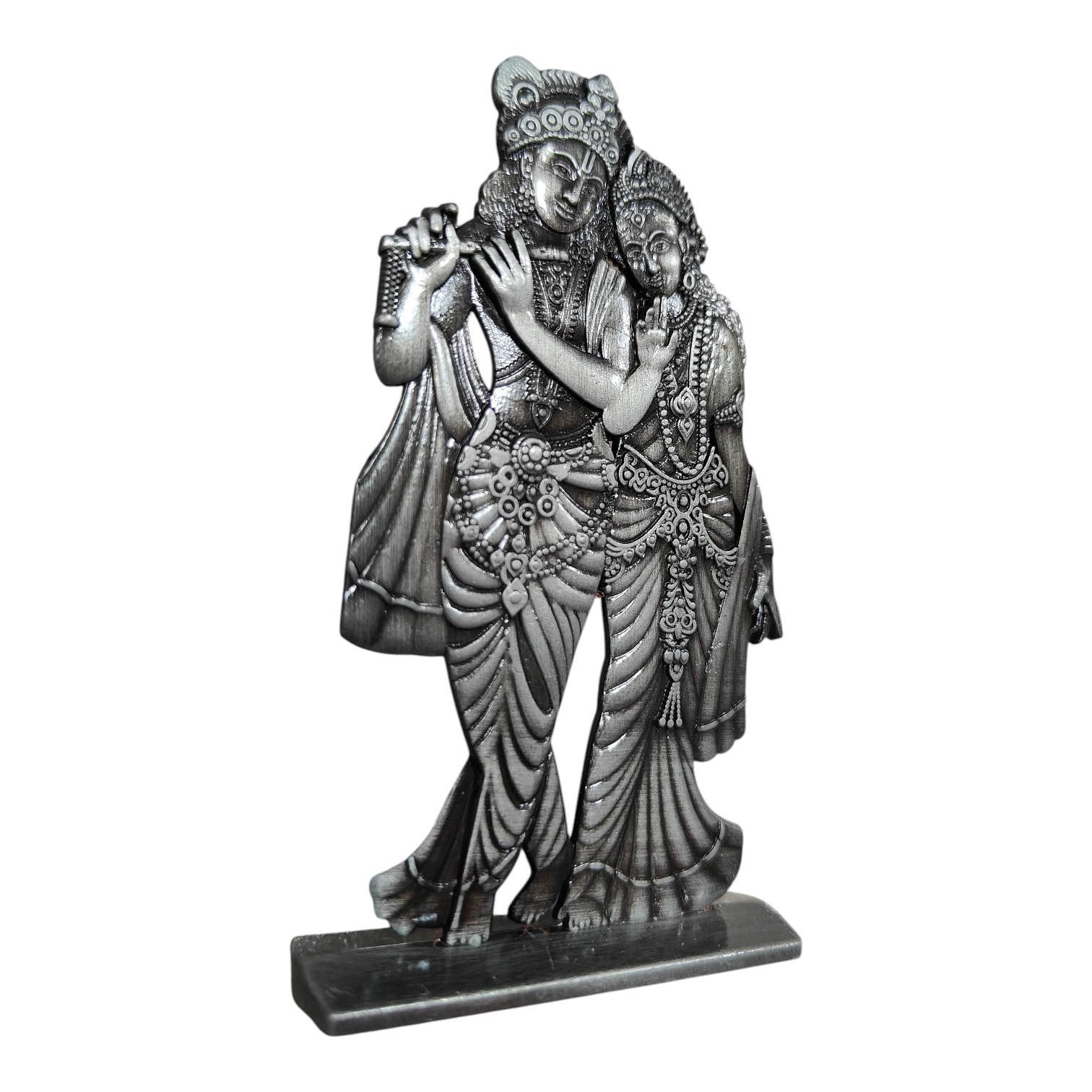 Radhakrishna car decor Stand silver & shining Brass finish 4 inches